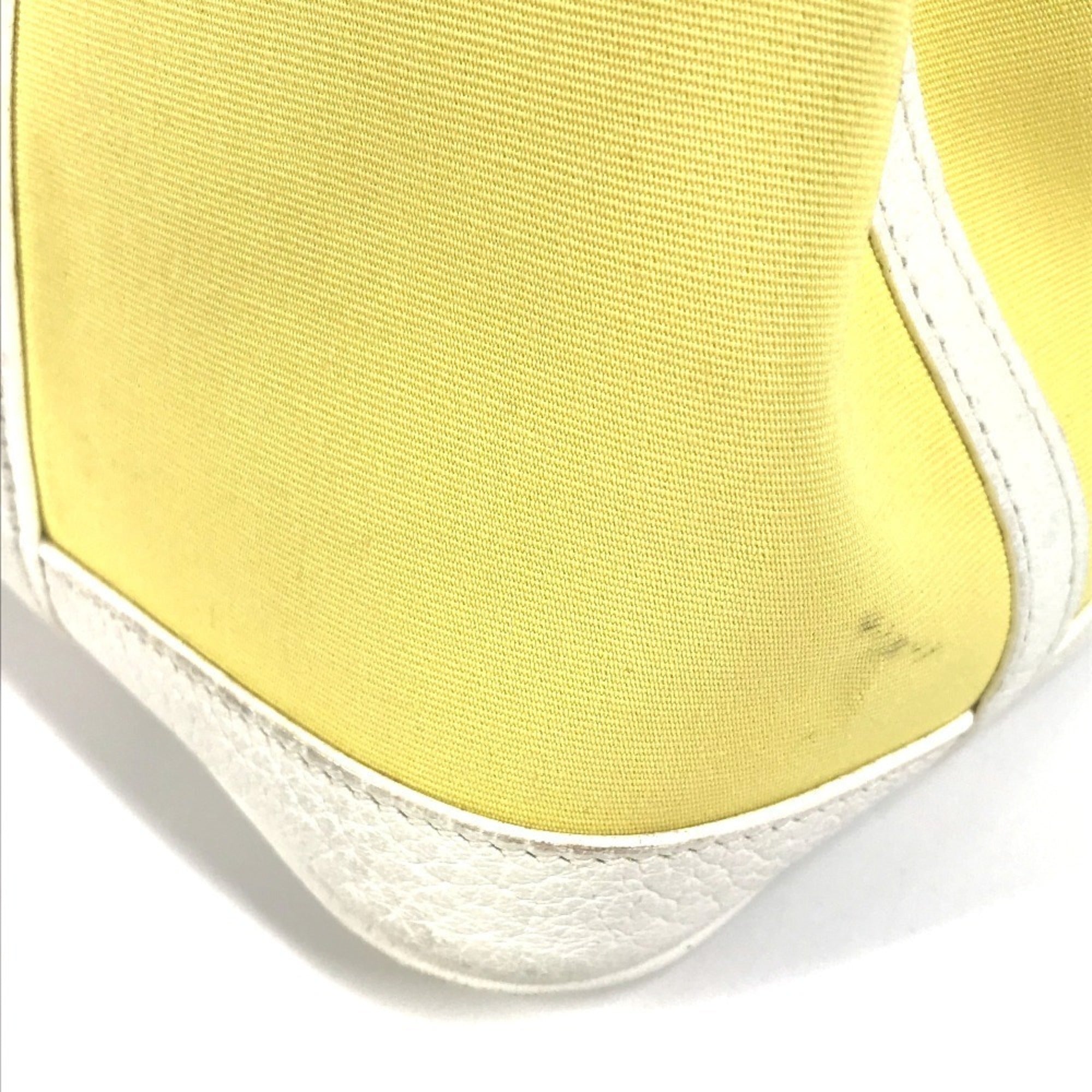 Hermes White Yellow Toile H Handbag Tote Bag (Pre-Owned)