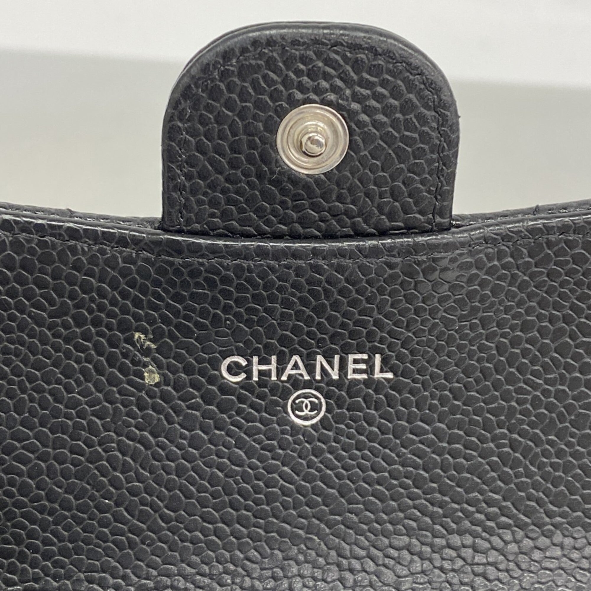 Chanel Black Grained Calfskin Long Wallet (Bi-Fold) (Pre-Owned)