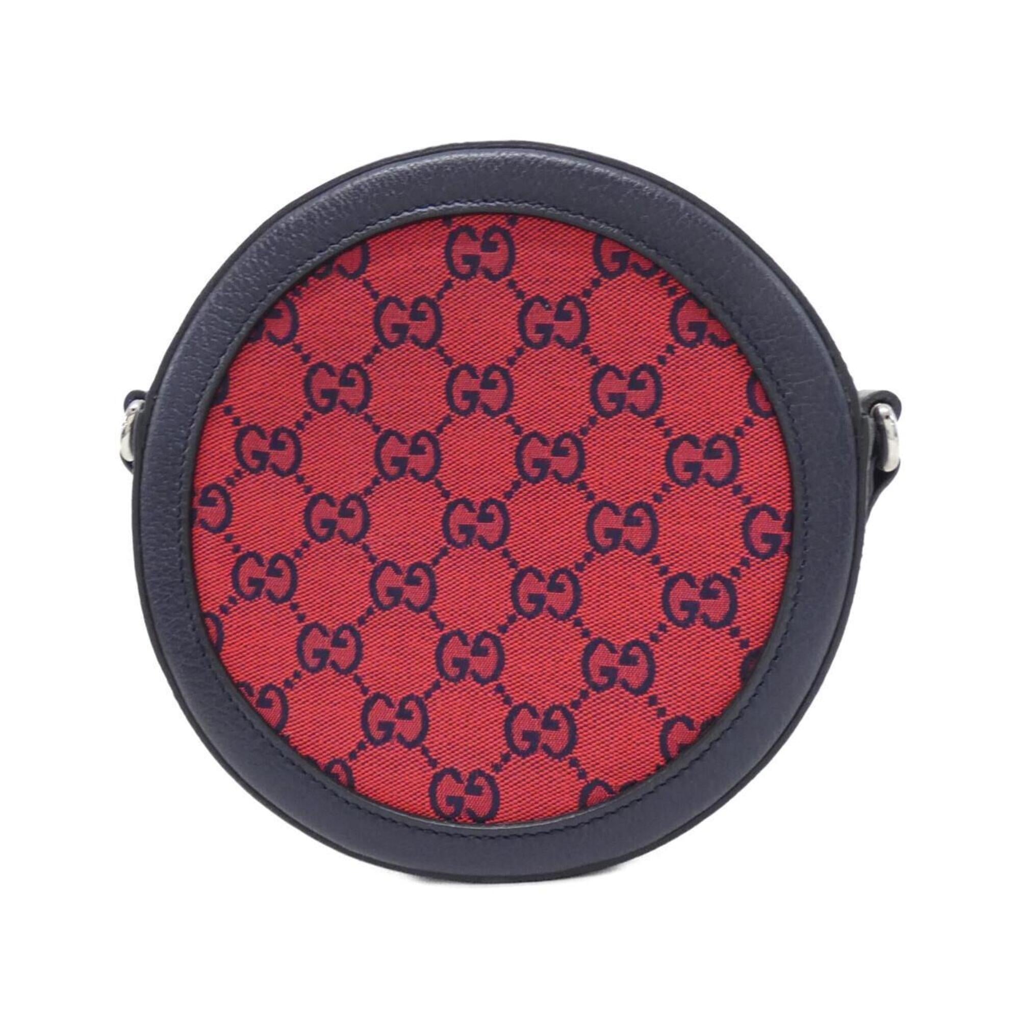 Gucci Blue Red Color Gg Canvas Leather Shoulder Bag (Pre-Owned)