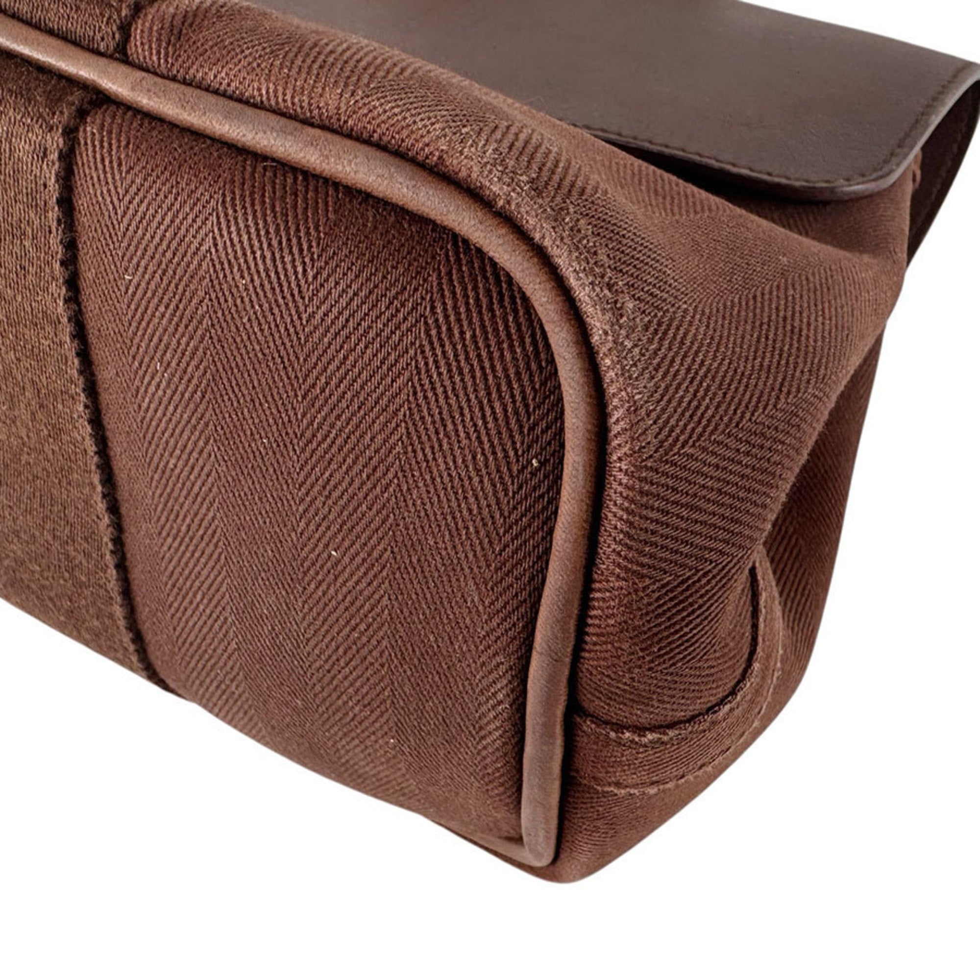 Hermes Brown Cotton Leather Handbag (Pre-Owned)