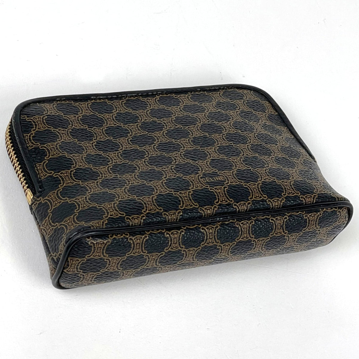 Celine Black Brown Coated Canvas Leather Pouch (Pre-Owned)