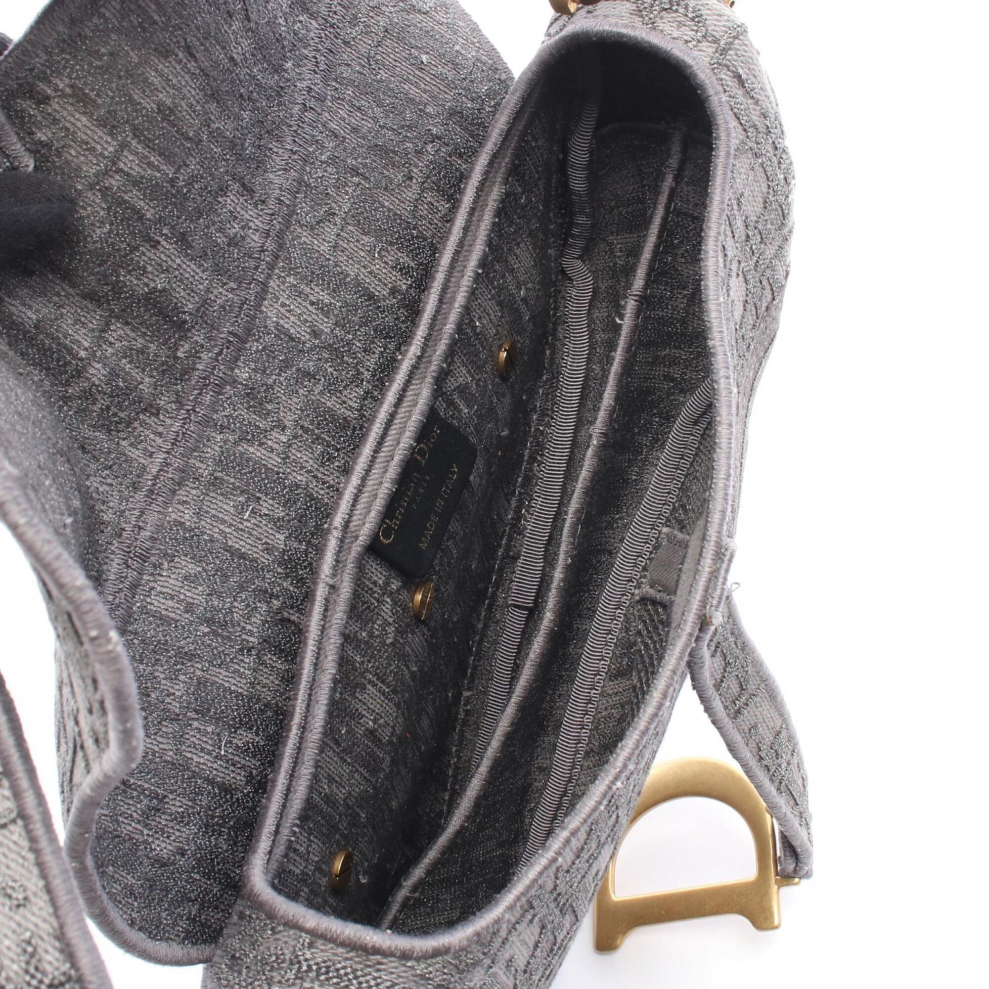 Christian Dior Gray Canvas Handbag Saddle Bag (Pre-Owned)