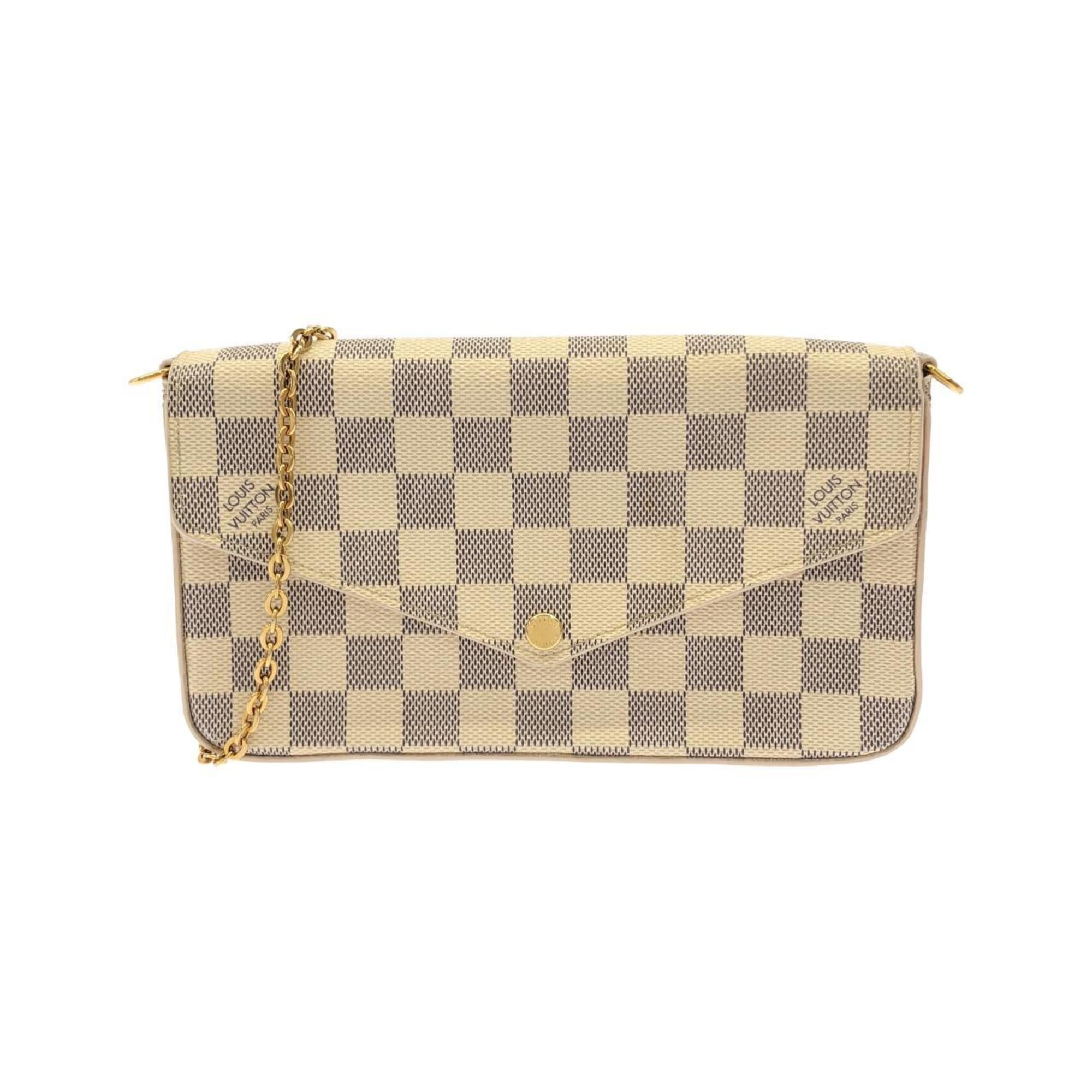 Louis Vuitton Azur White Coated Canvas Pochette Shoulder Bag (Pre-Owned)