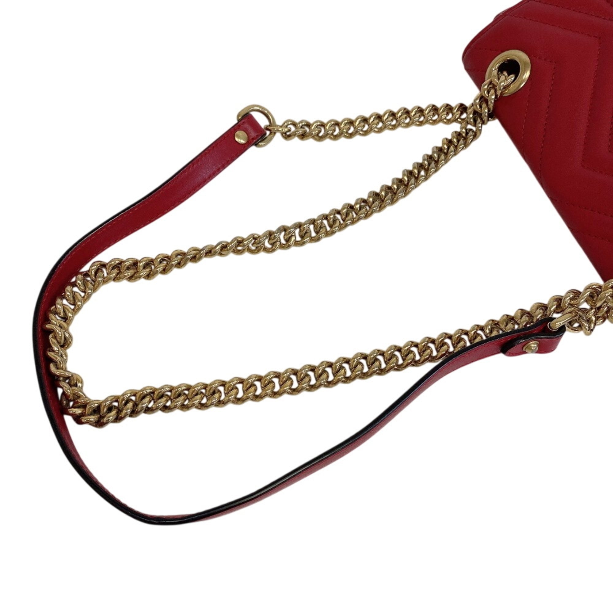 Gucci Red Color Leather Shoulder Bag (Pre-Owned)