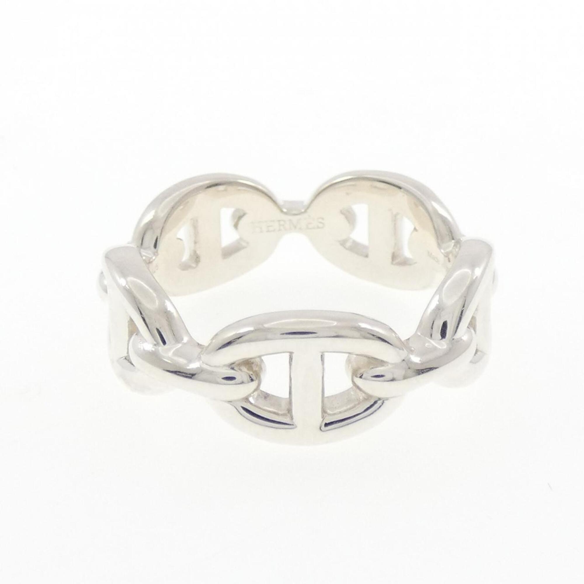 Hermes Silver Silver 925 Band Ring (Pre-Owned)