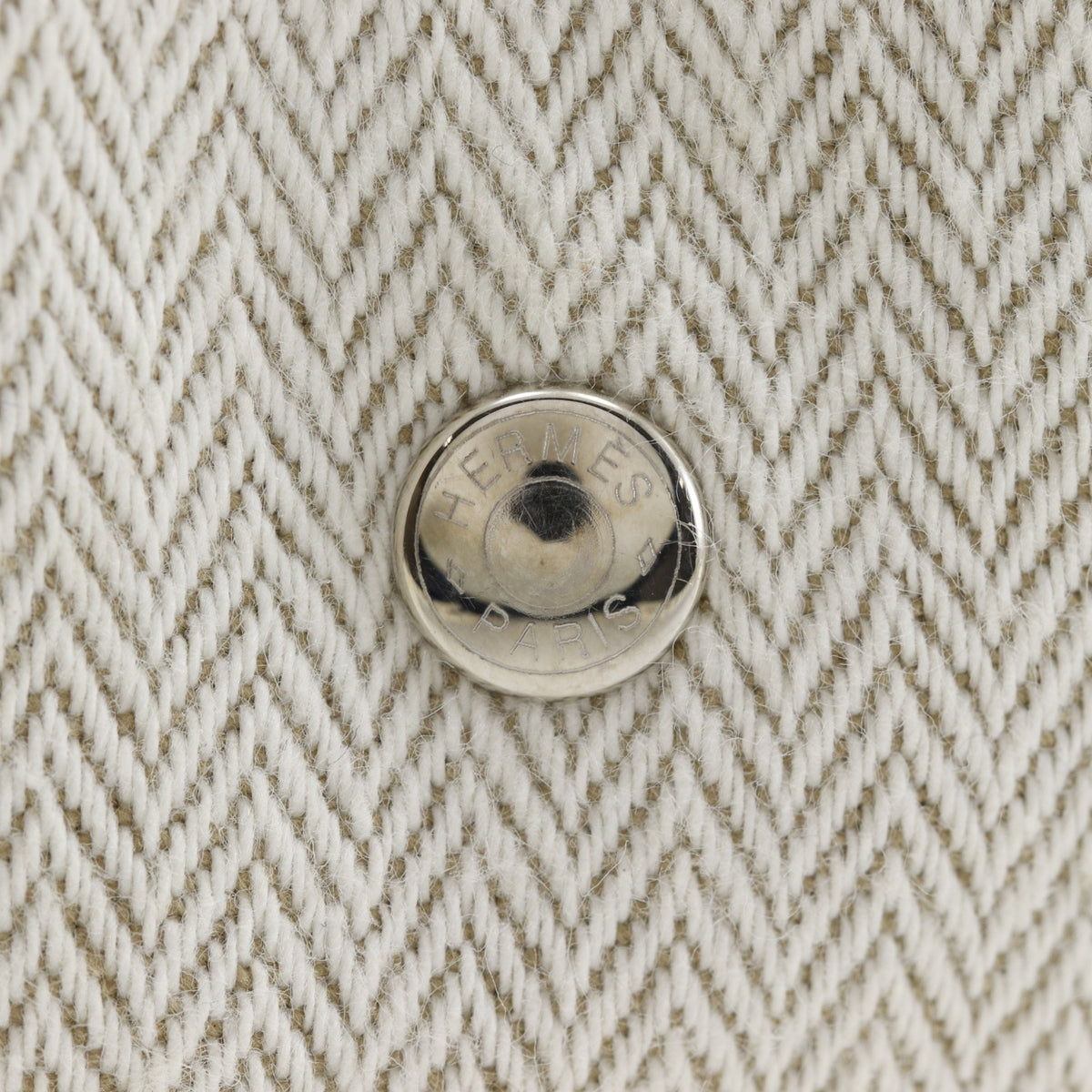 Hermes Beige Toile Chevron Pouch (Pre-Owned)