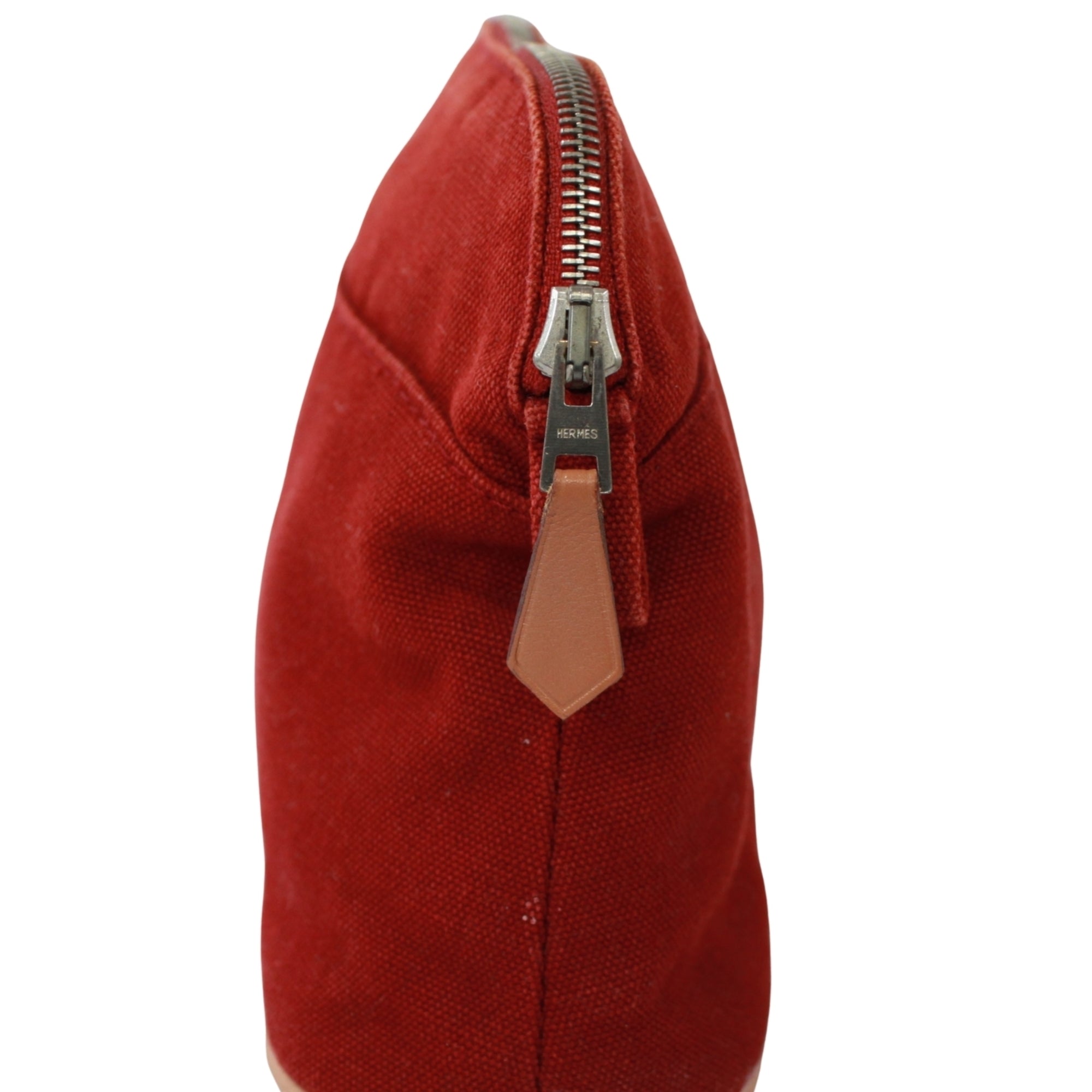 Hermes Red Color Canvas Leather Pouch (Pre-Owned)