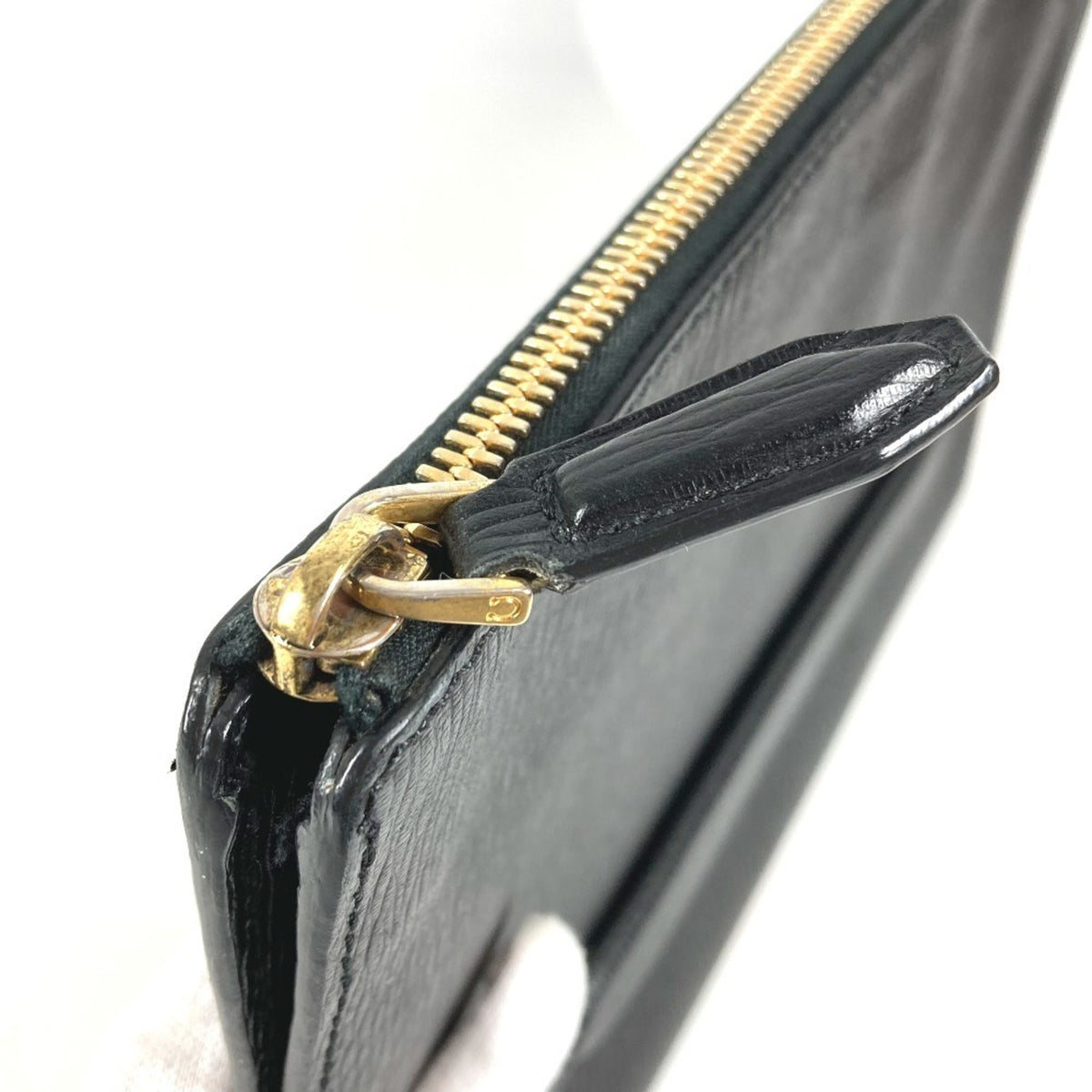 Salvatore Ferragamo Black Leather Clutch Bag Handbag Pouch (Pre-Owned)