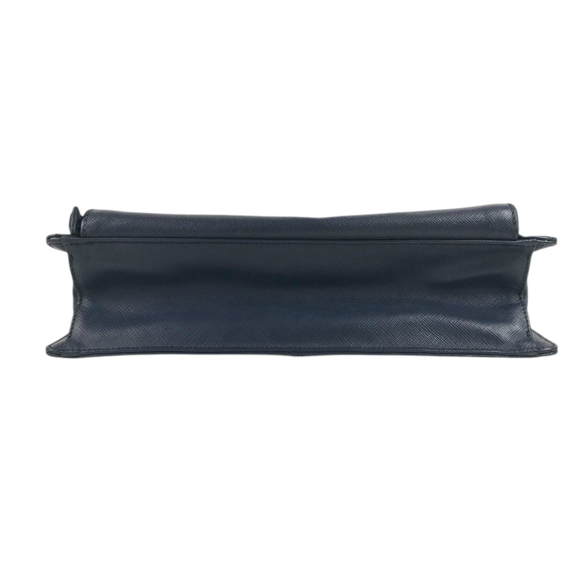 Prada Blue Leather Briefcase (Pre-Owned)