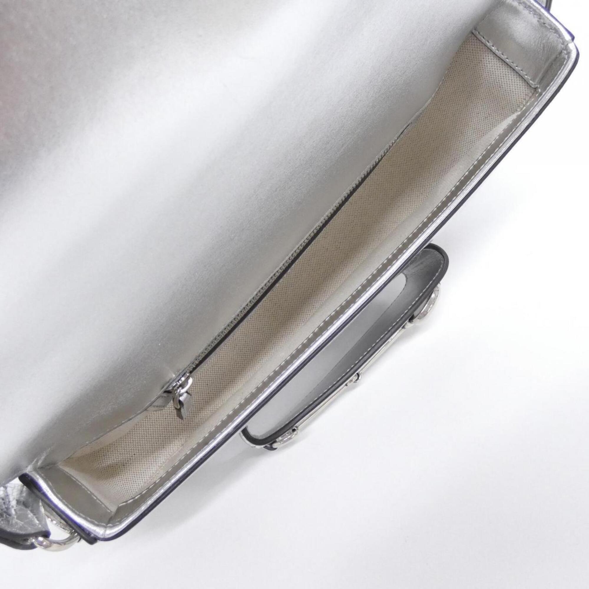 Gucci Silver Leather Shoulder Bag (Pre-Owned)