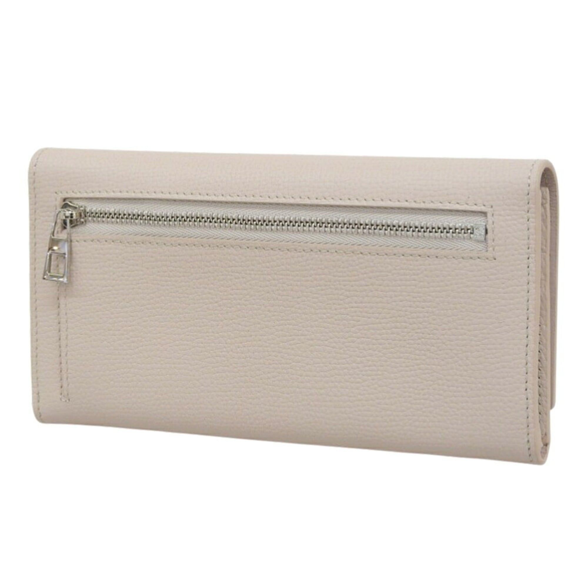 Loewe Beige Light Gray Leather Long Wallet (Bi-Fold) (Pre-Owned)