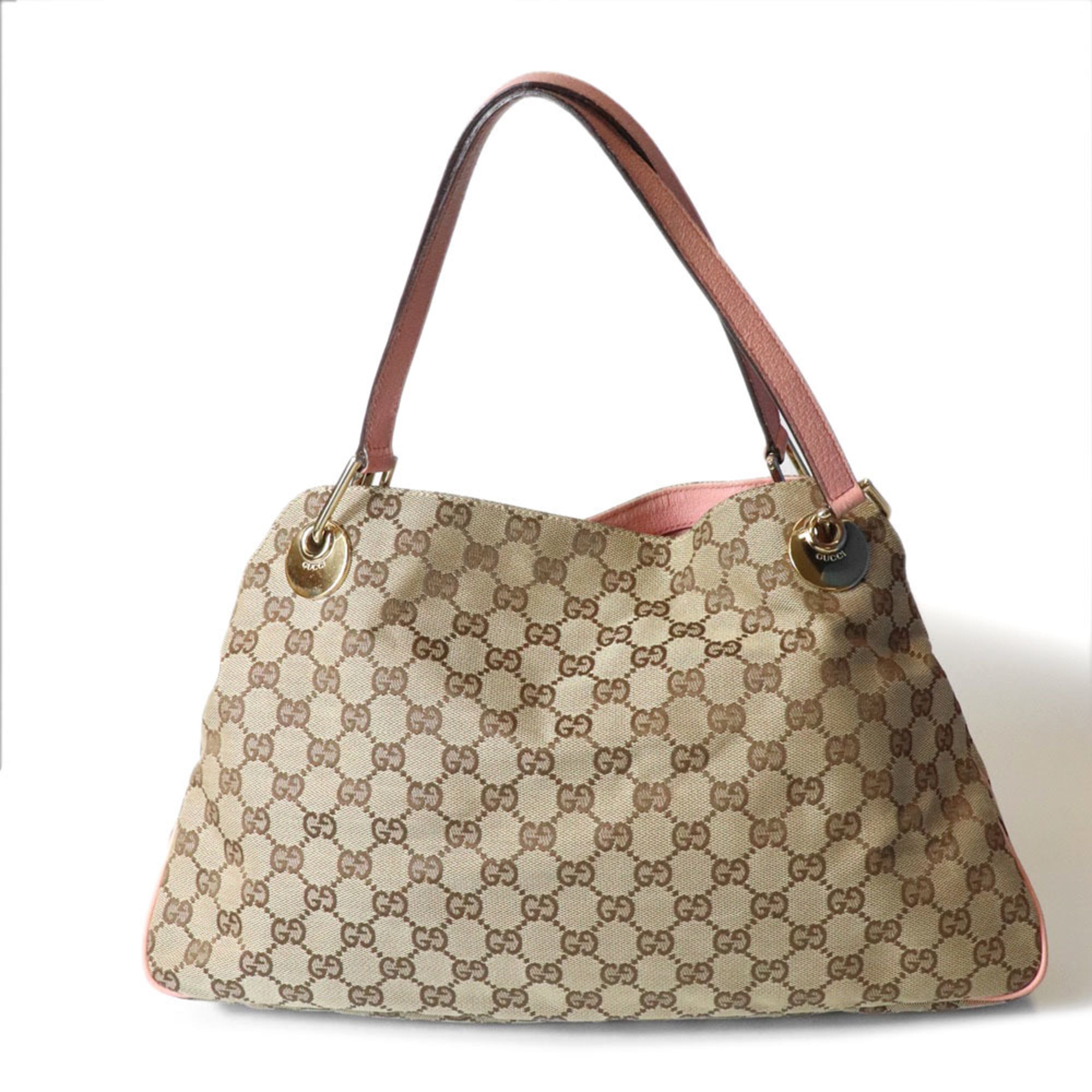 Gucci Beige Beige Pink Gg Canvas Tote Bag (Pre-Owned)