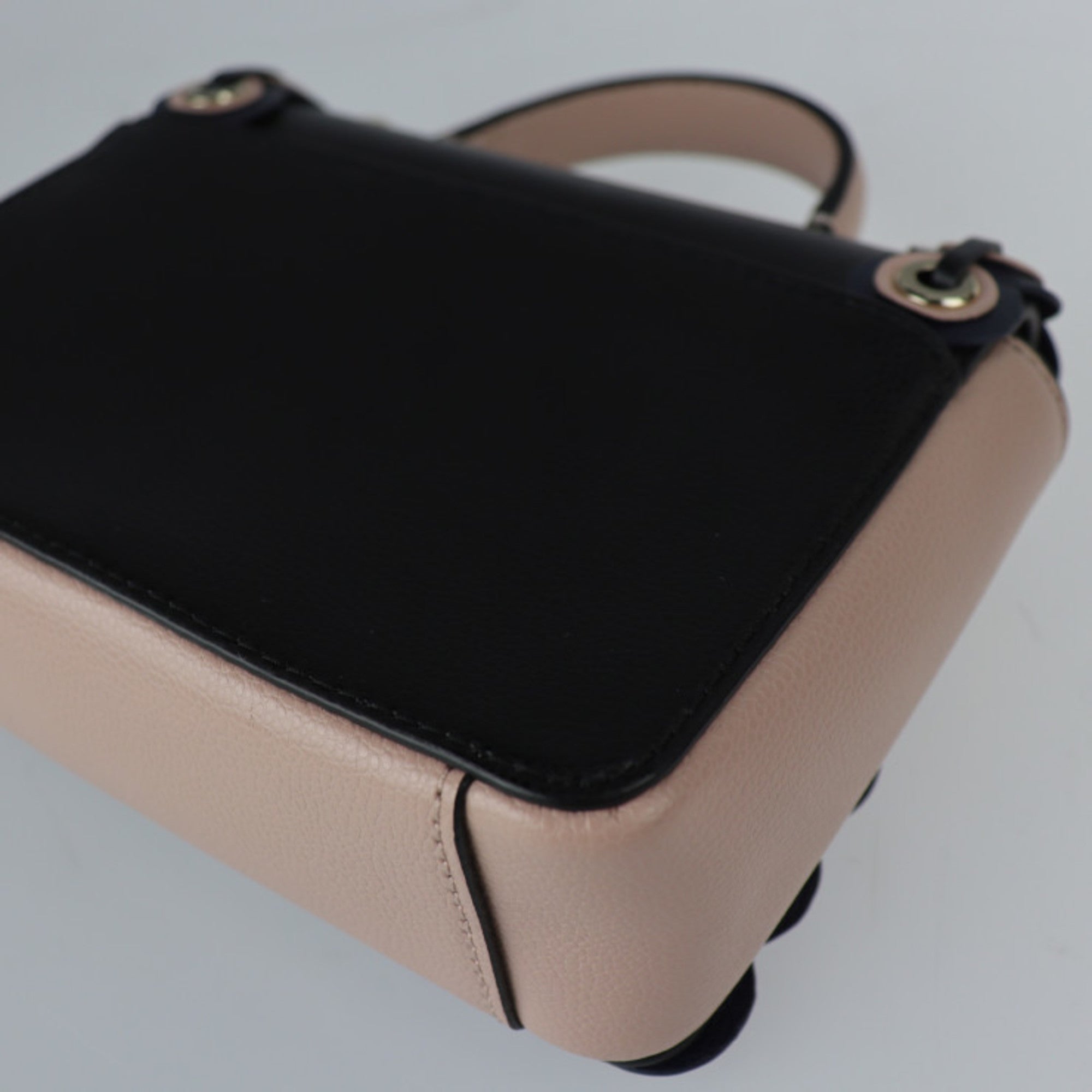 Kate Spade Beige Black Pink Beige Leather Handbag Shoulder Bag Tote Bag (Pre-Owned)