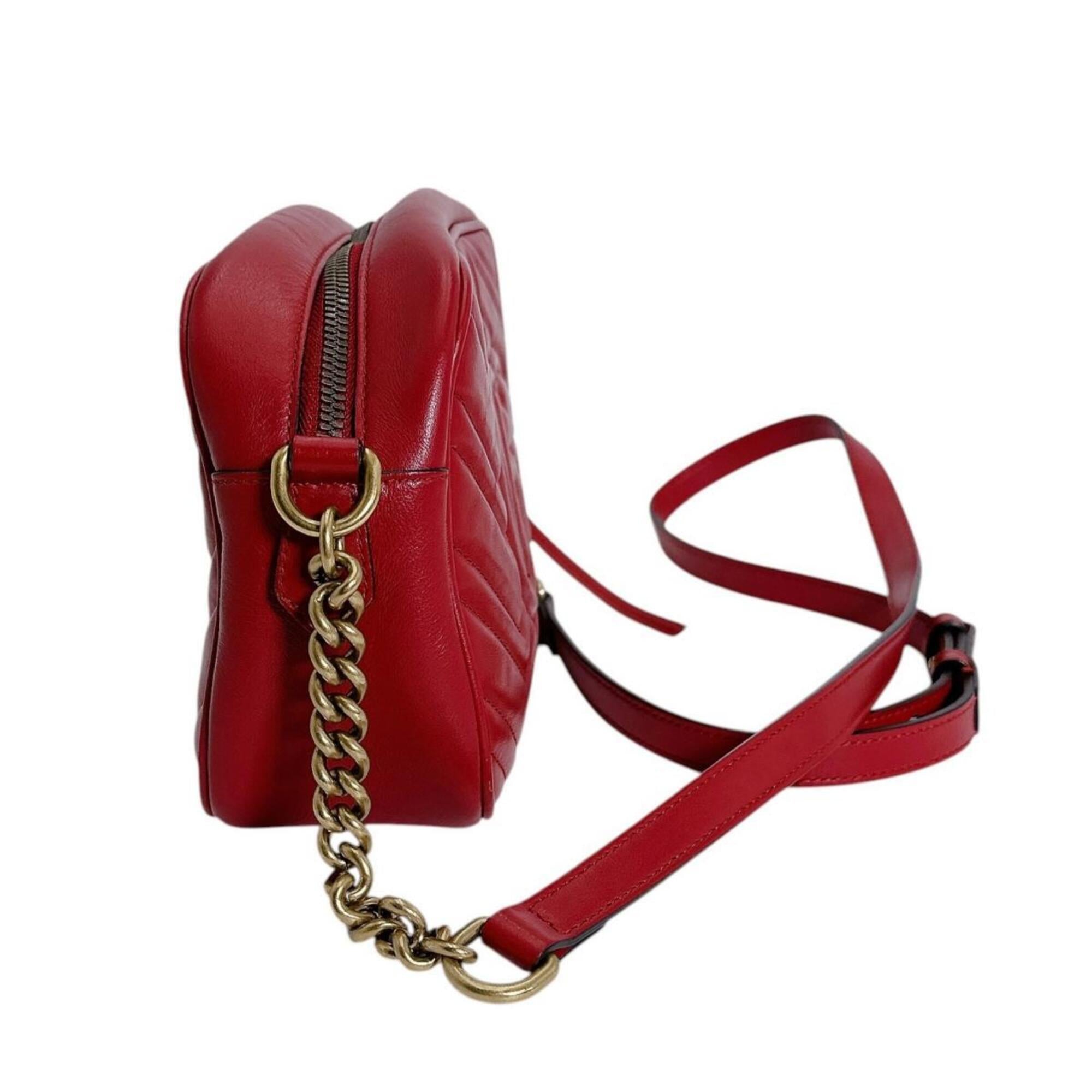 Gucci Red Color Leather Shoulder Bag Sling Bag (Pre-Owned)