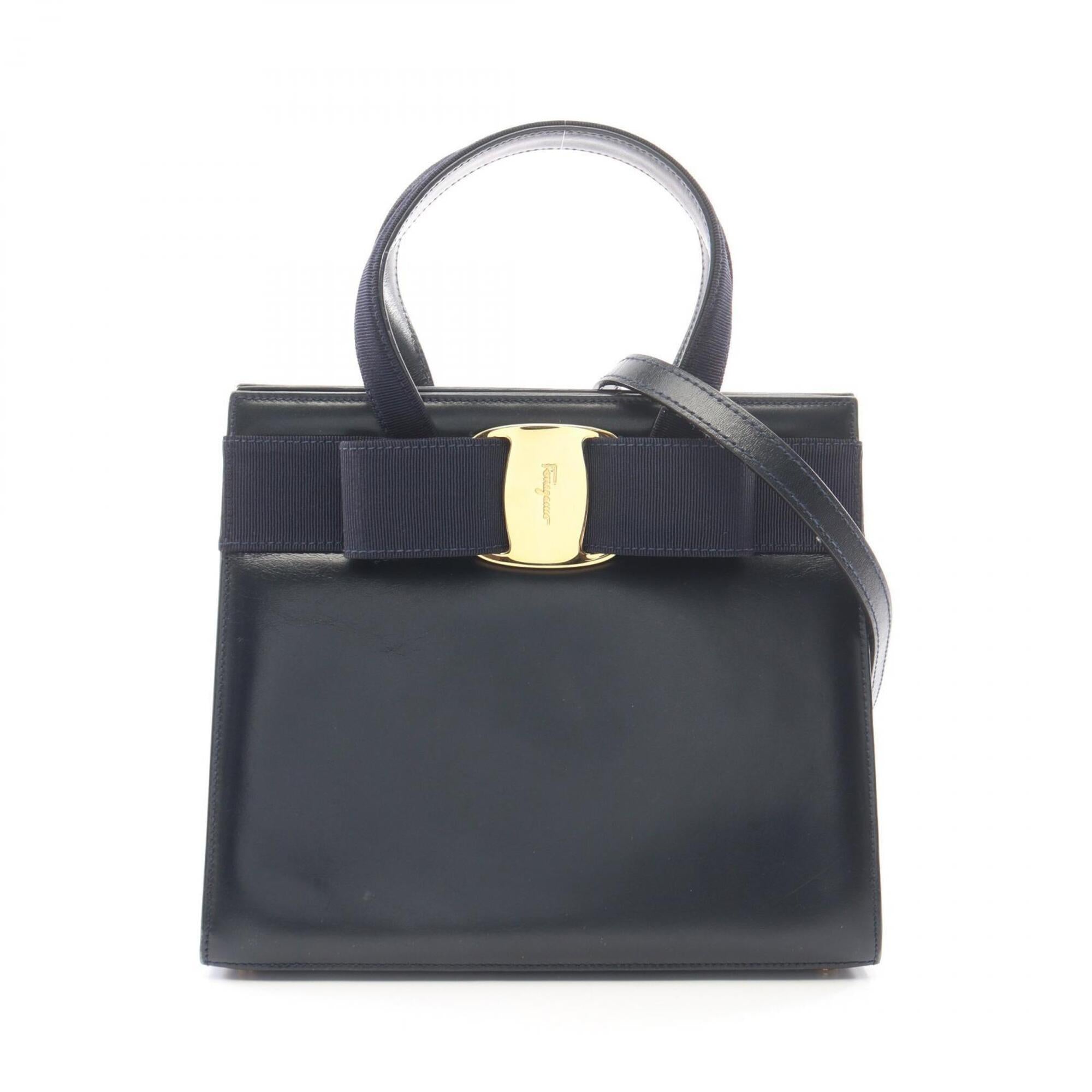 Salvatore Ferragamo Navy Leather Handbag (Pre-Owned)