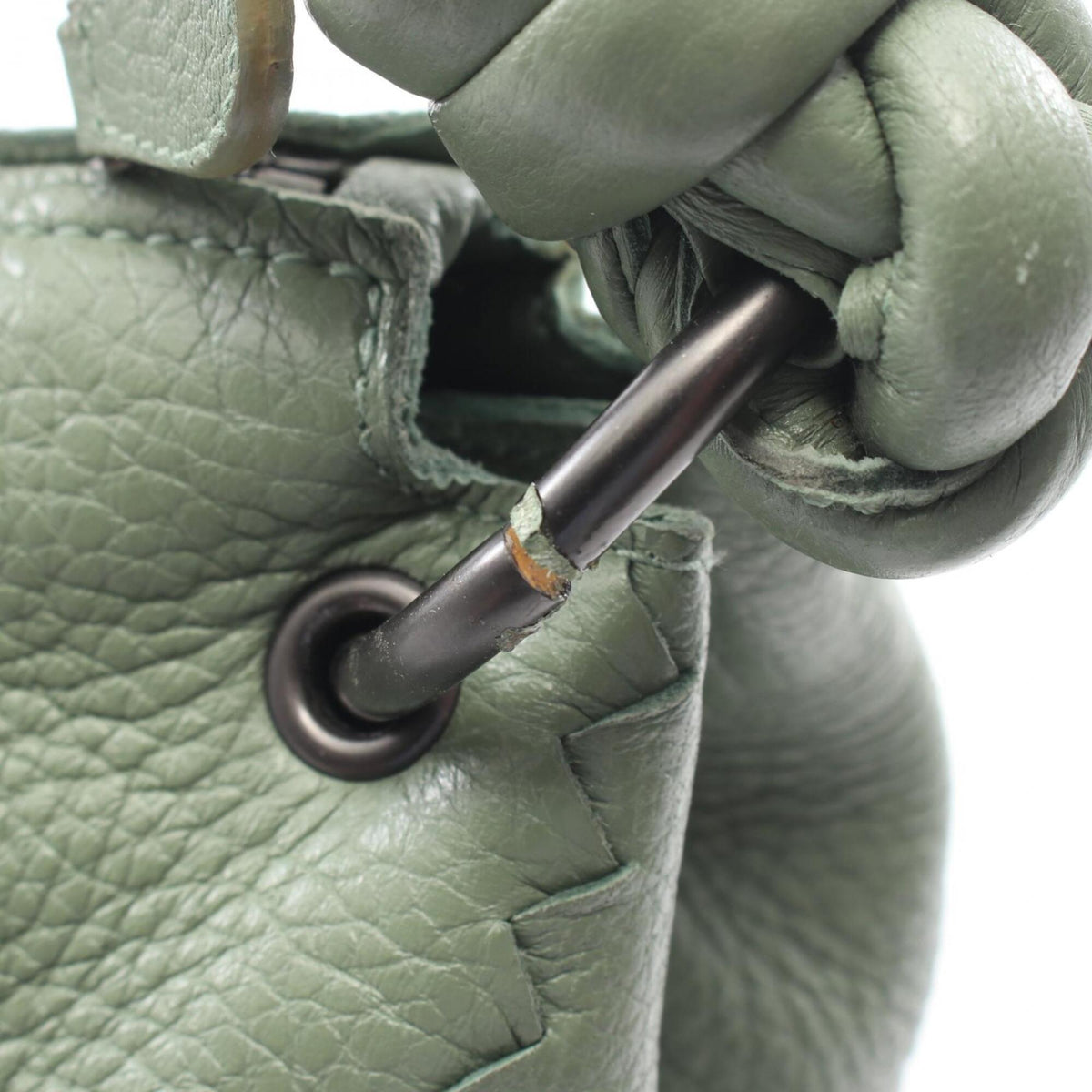 Bottega Veneta Green Leather Handbag Shoulder Bag (Pre-Owned)