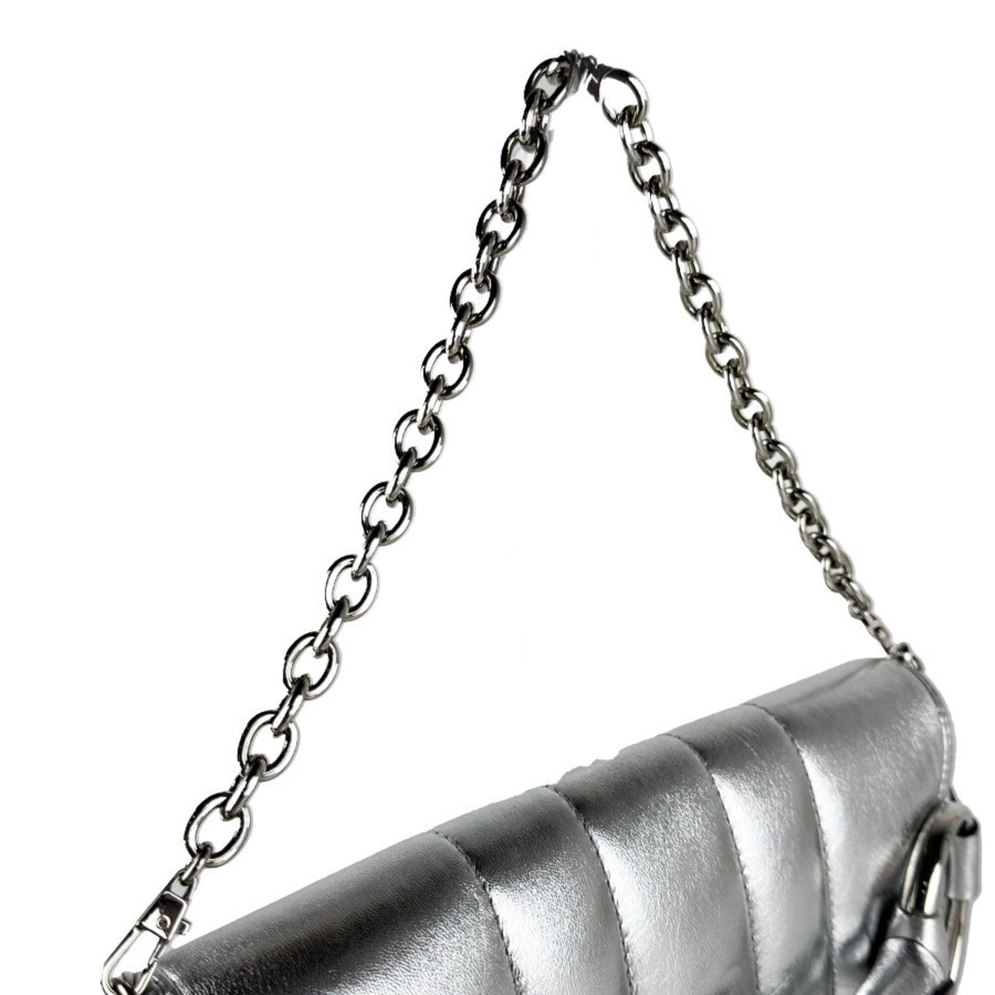 Gucci Silver Leather Shoulder Bag (Pre-Owned)