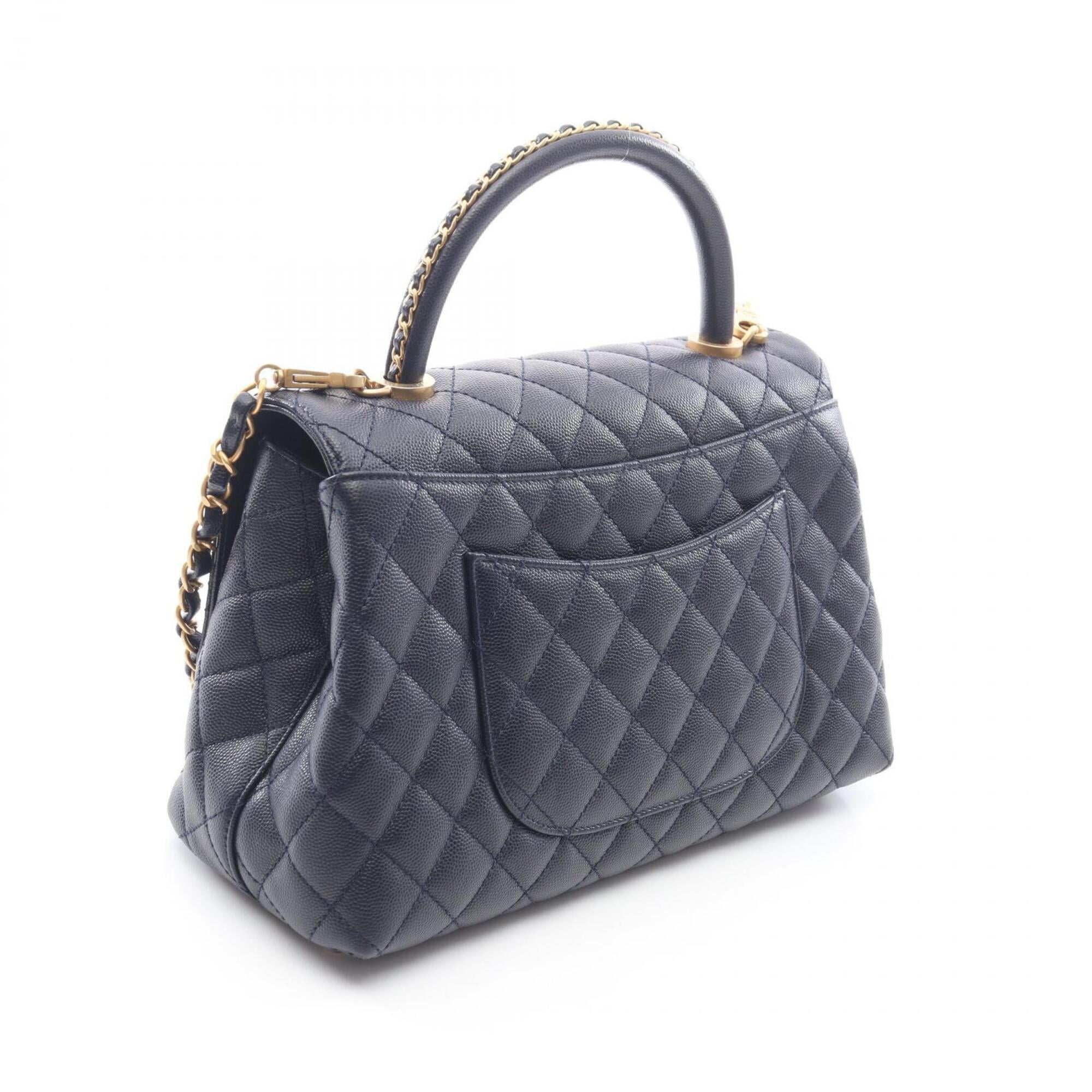 Chanel Navy Grained Calfskin Handbag (Pre-Owned)