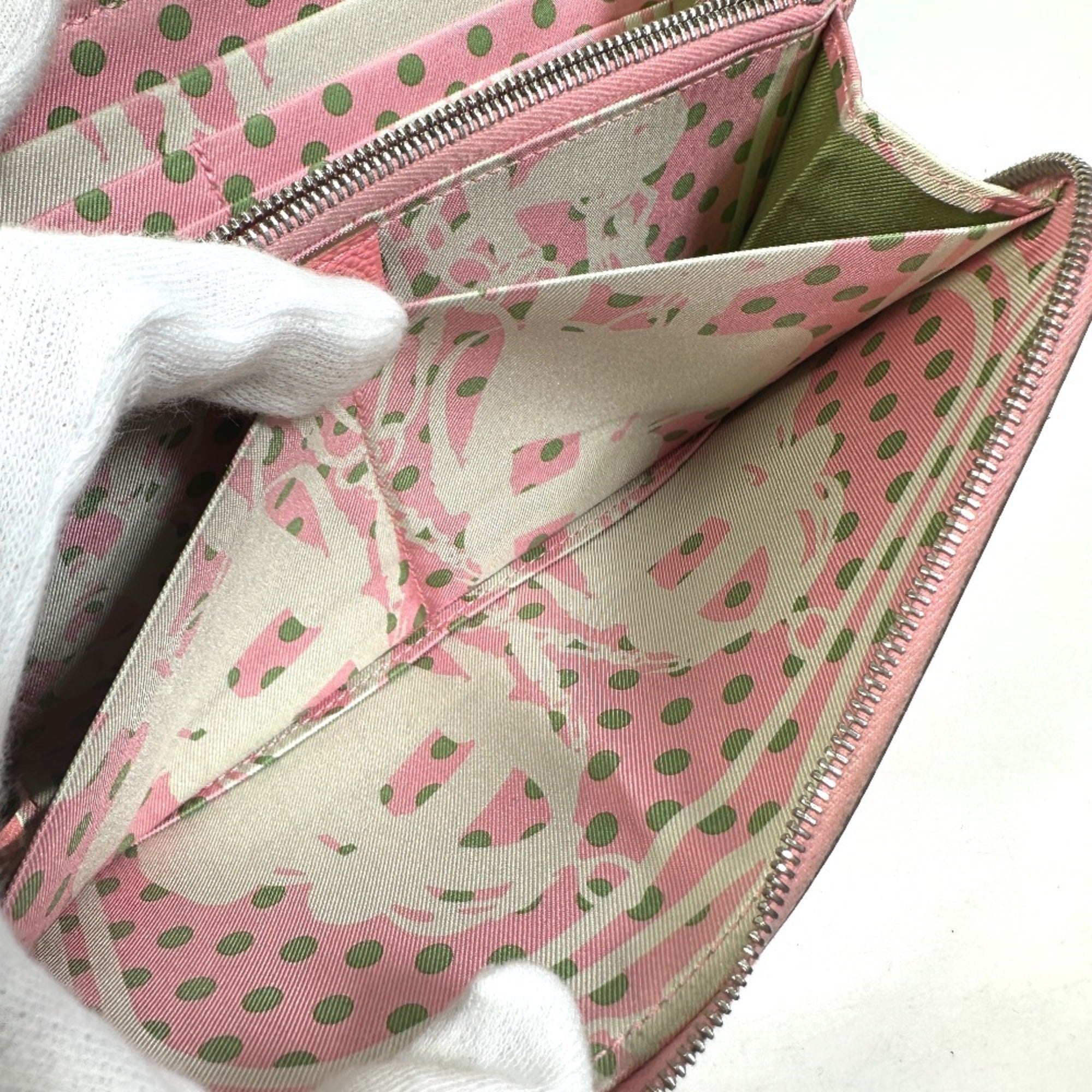 Hermes Silk'in Pink Epsom Leather Long Wallet (Bi-Fold) (Pre-Owned)