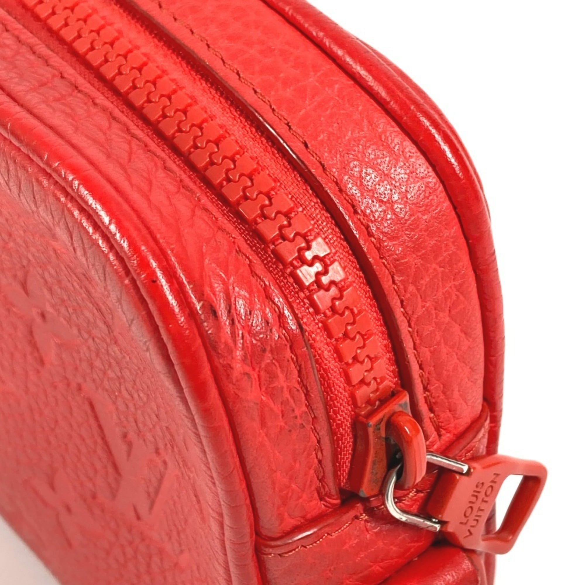 Louis Vuitton Red Color Monogram Empreinte Leather Clutch Bag (Pre-Owned)