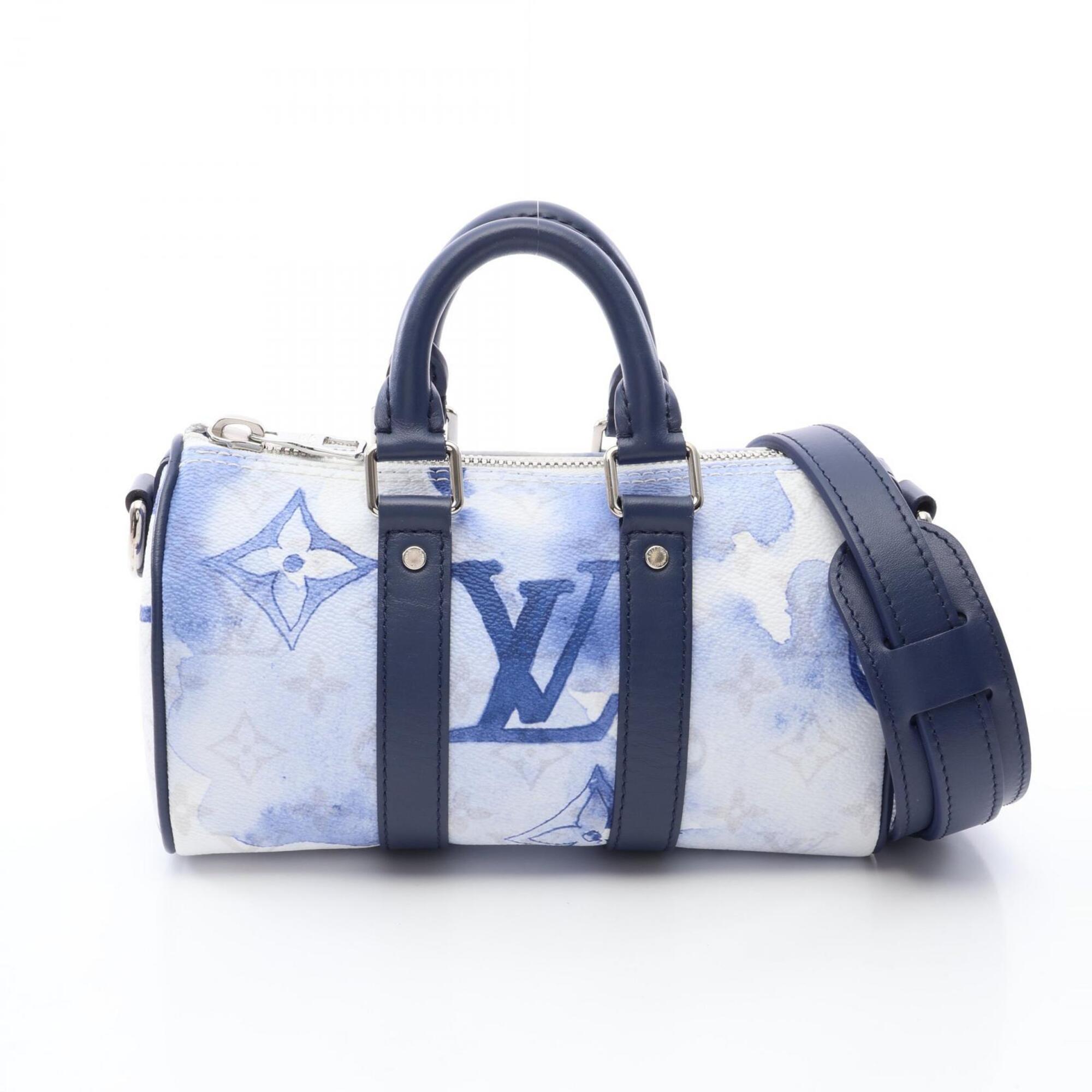 Louis Vuitton Multi-Color Navy White Pvc Coated Canvas Leather Handbag (Pre-Owned)