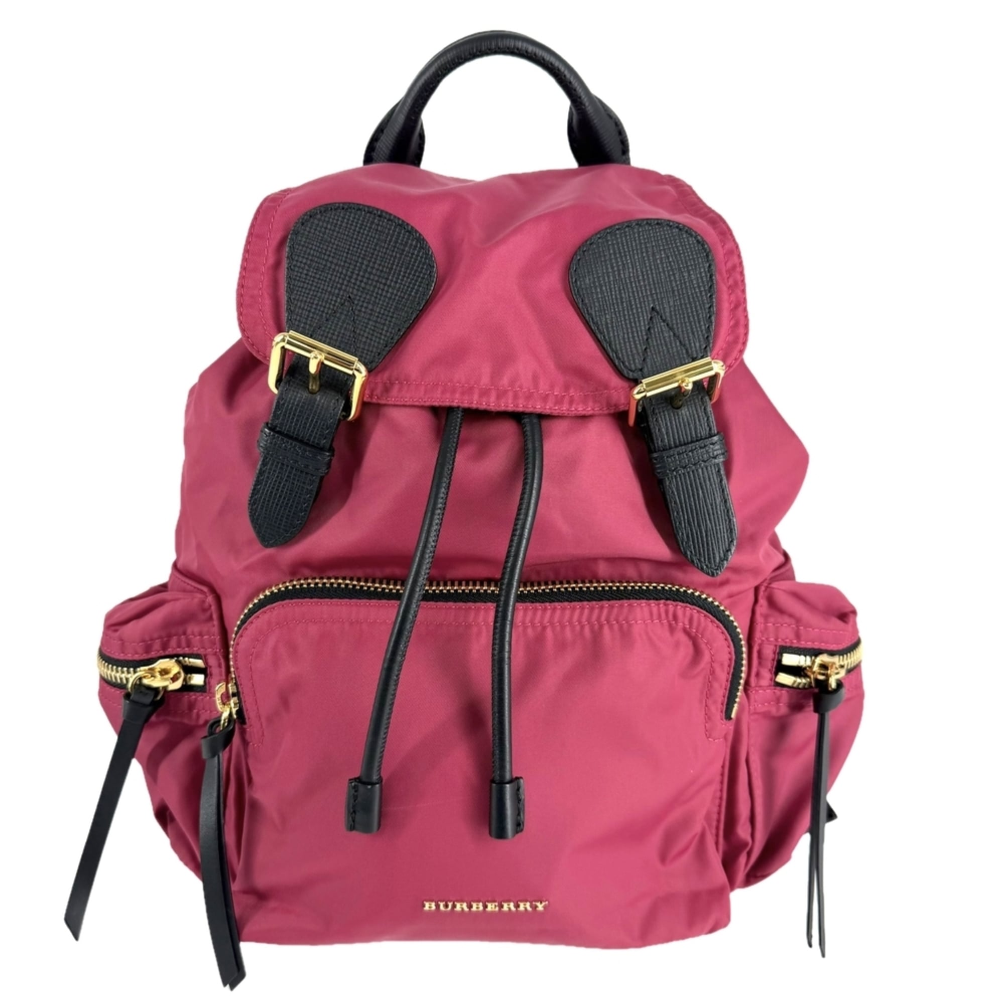 Burberry Black Pink Nylon Leather Backpack (Pre-Owned)