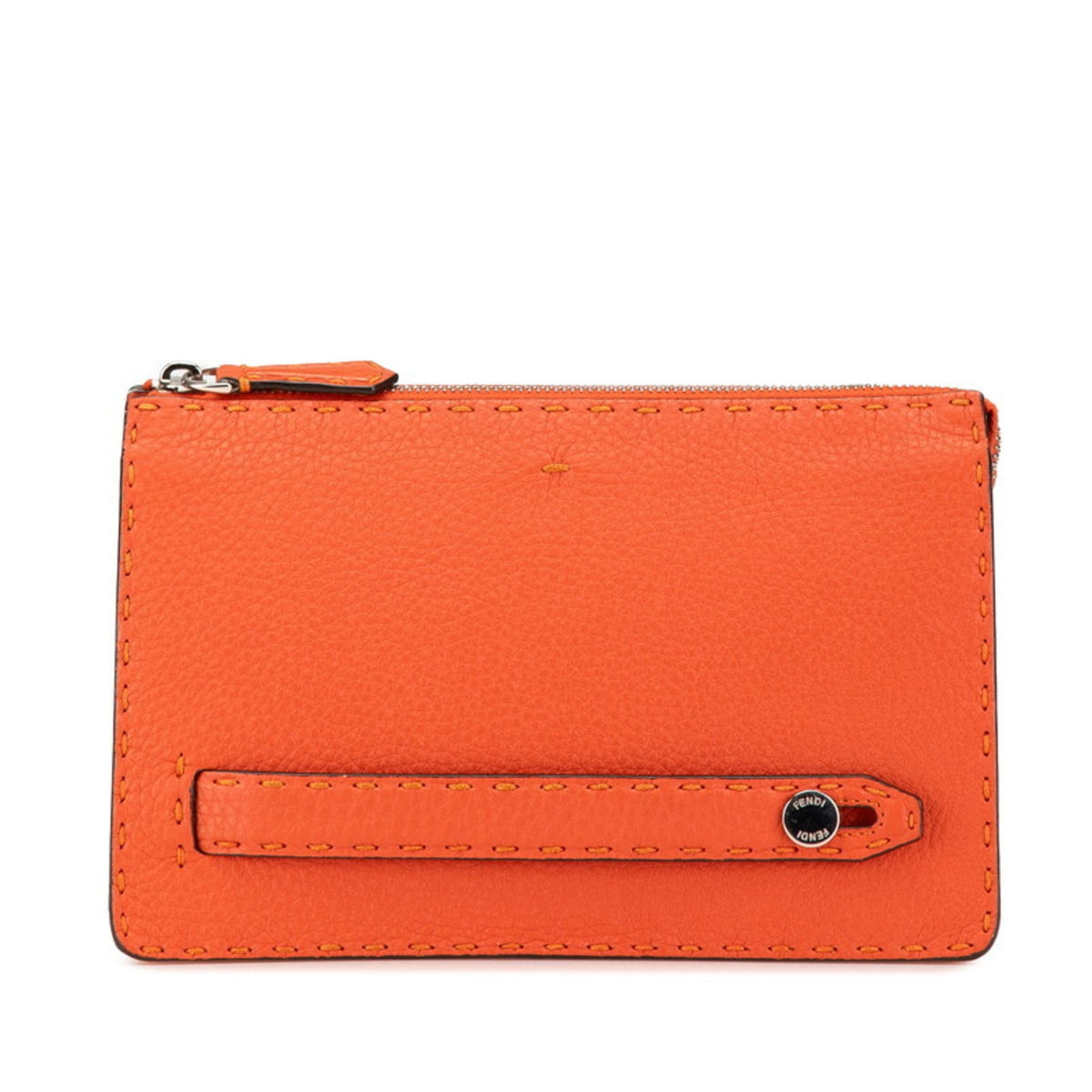 Fendi Orange Leather Clutch Bag (Pre-Owned)