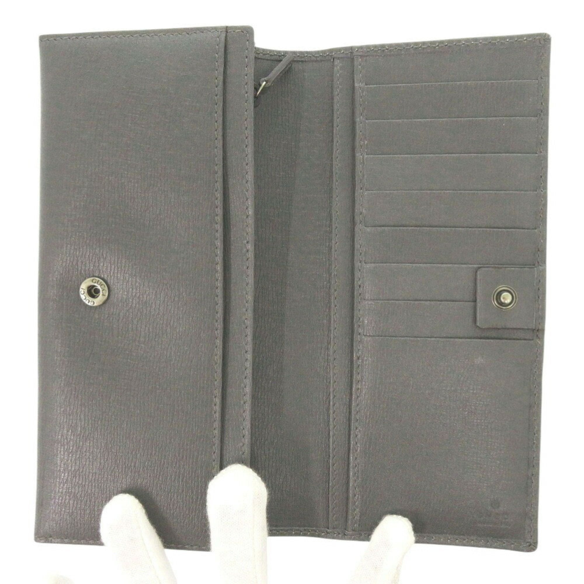Gucci Gray Leather Long Wallet (Bi-Fold) (Pre-Owned)