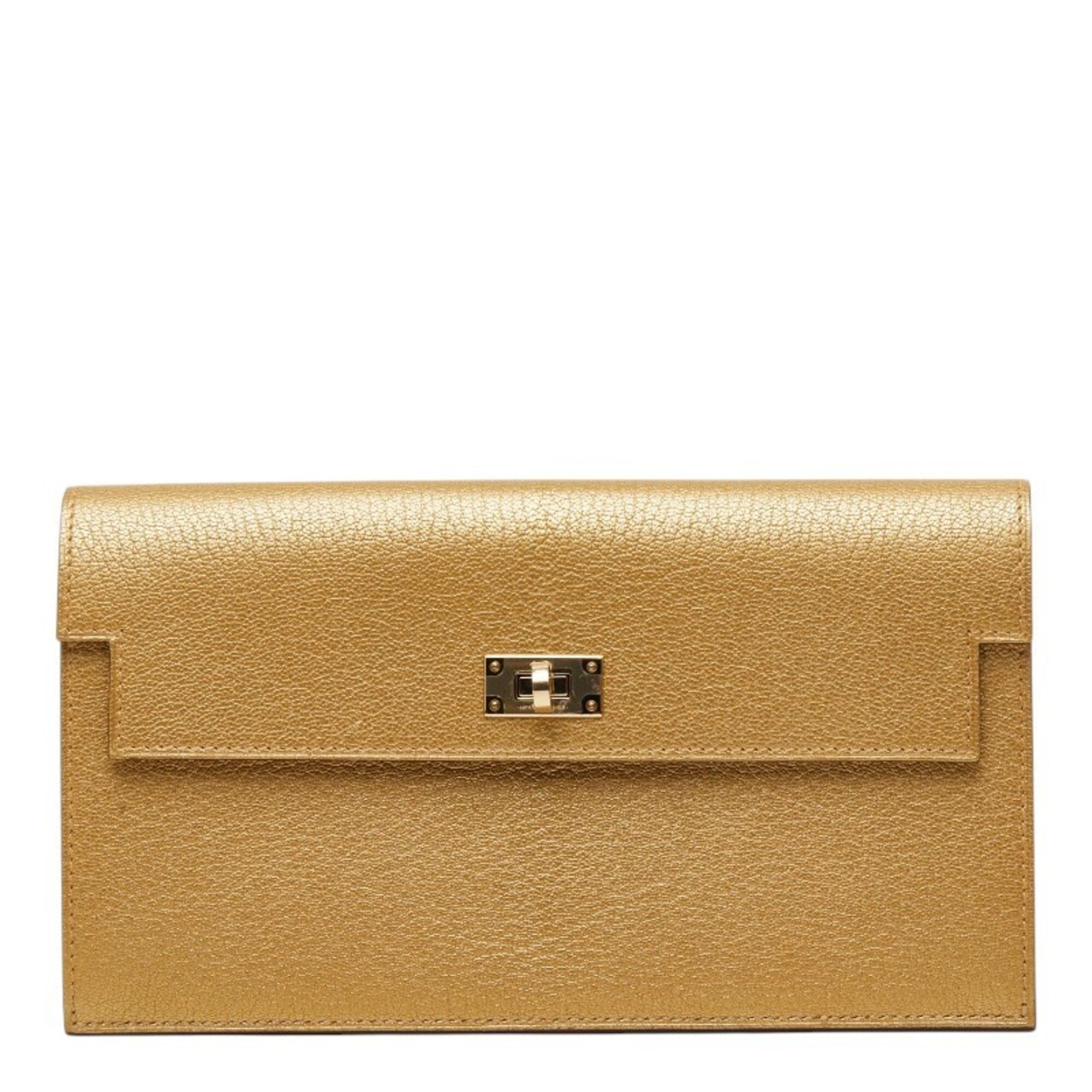 Hermes Gold Chevre Leather Long Wallet (Bi-Fold) (Pre-Owned)