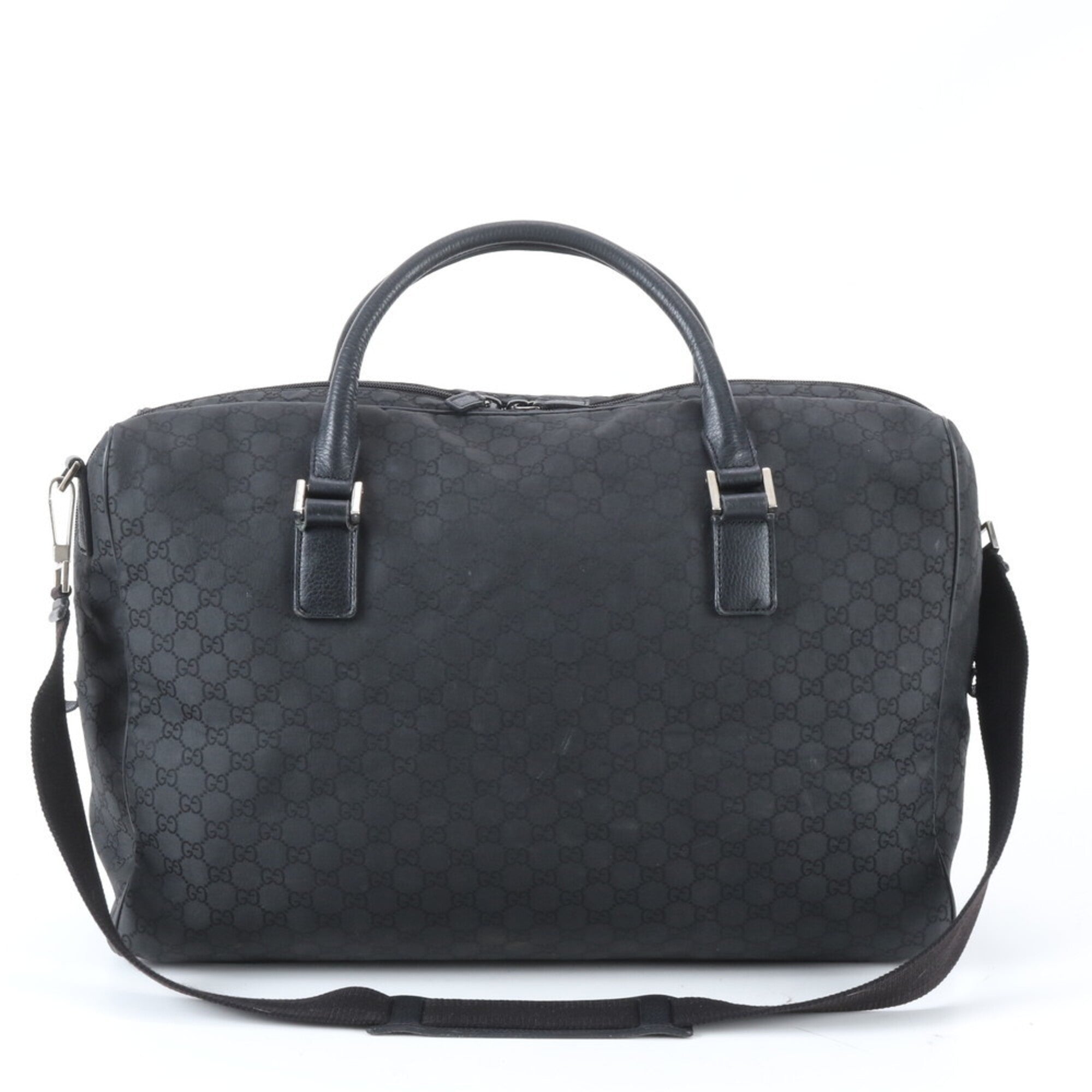 Gucci Black Nylon Leather Handbag Tote Bag (Pre-Owned)