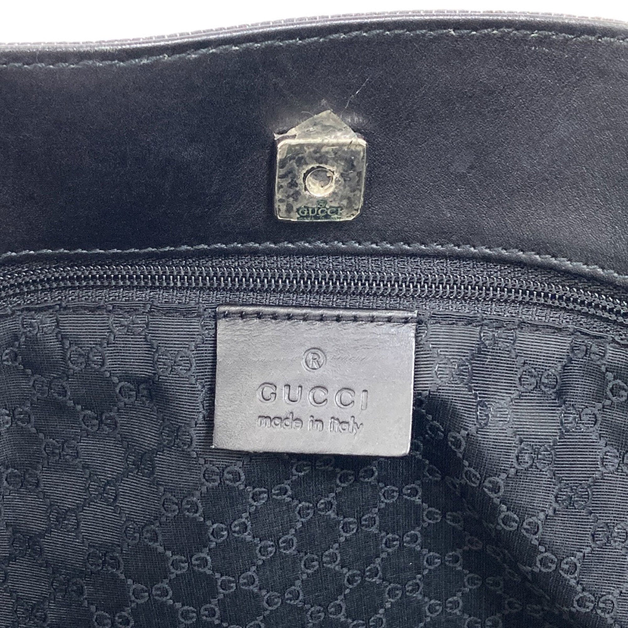 Gucci Sherry Line Black Canvas Handbag (Pre-Owned)