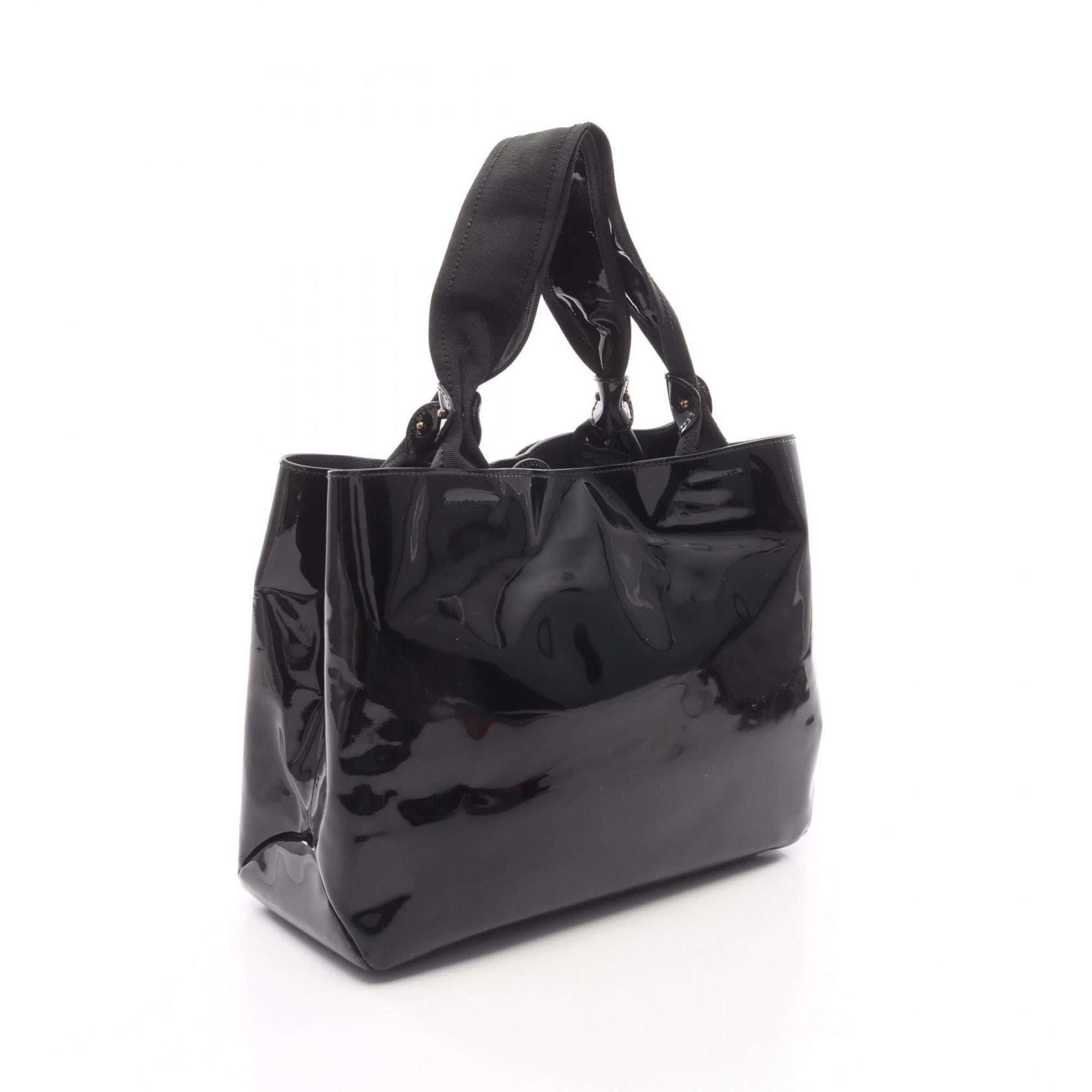 Salvatore Ferragamo Black Patent Leather Handbag Tote Bag (Pre-Owned)