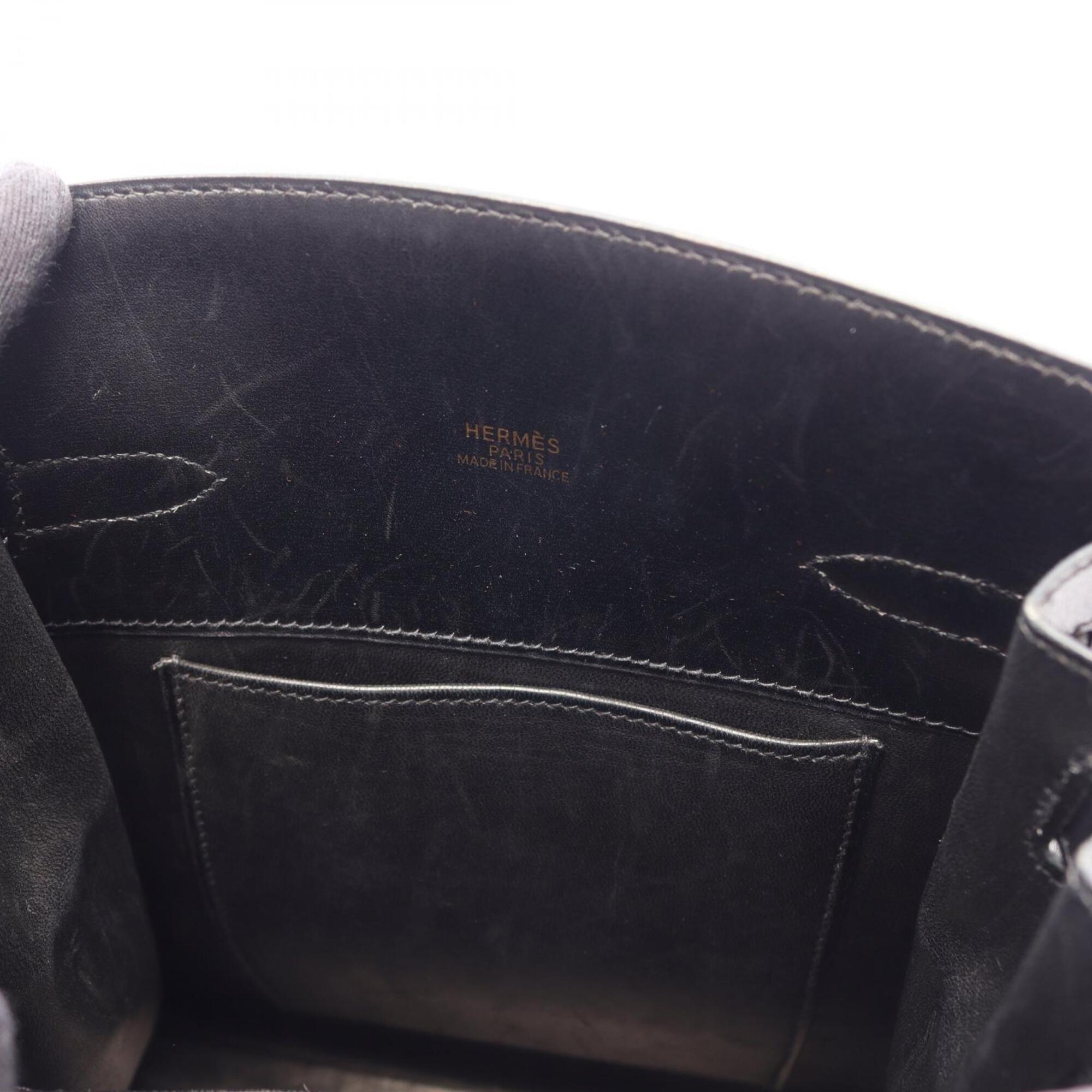 Hermes Black Box Calf Leather Leather Handbag Shoulder Bag (Pre-Owned)