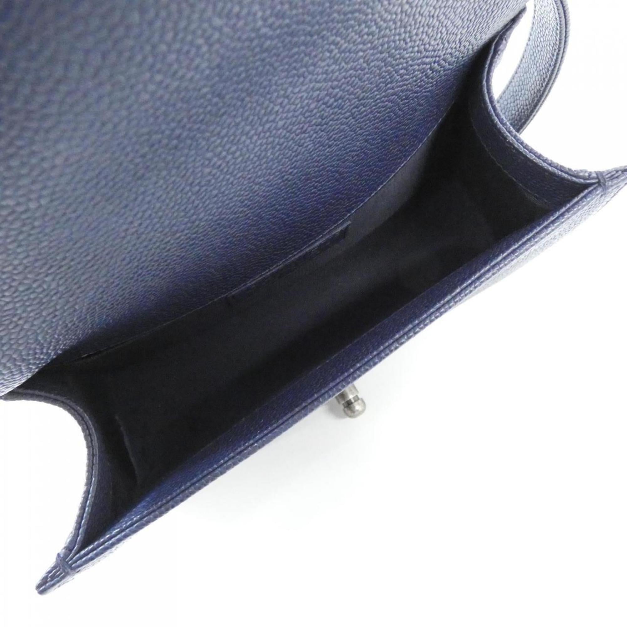 Chanel Navy Grained Calfskin Shoulder Bag (Pre-Owned)