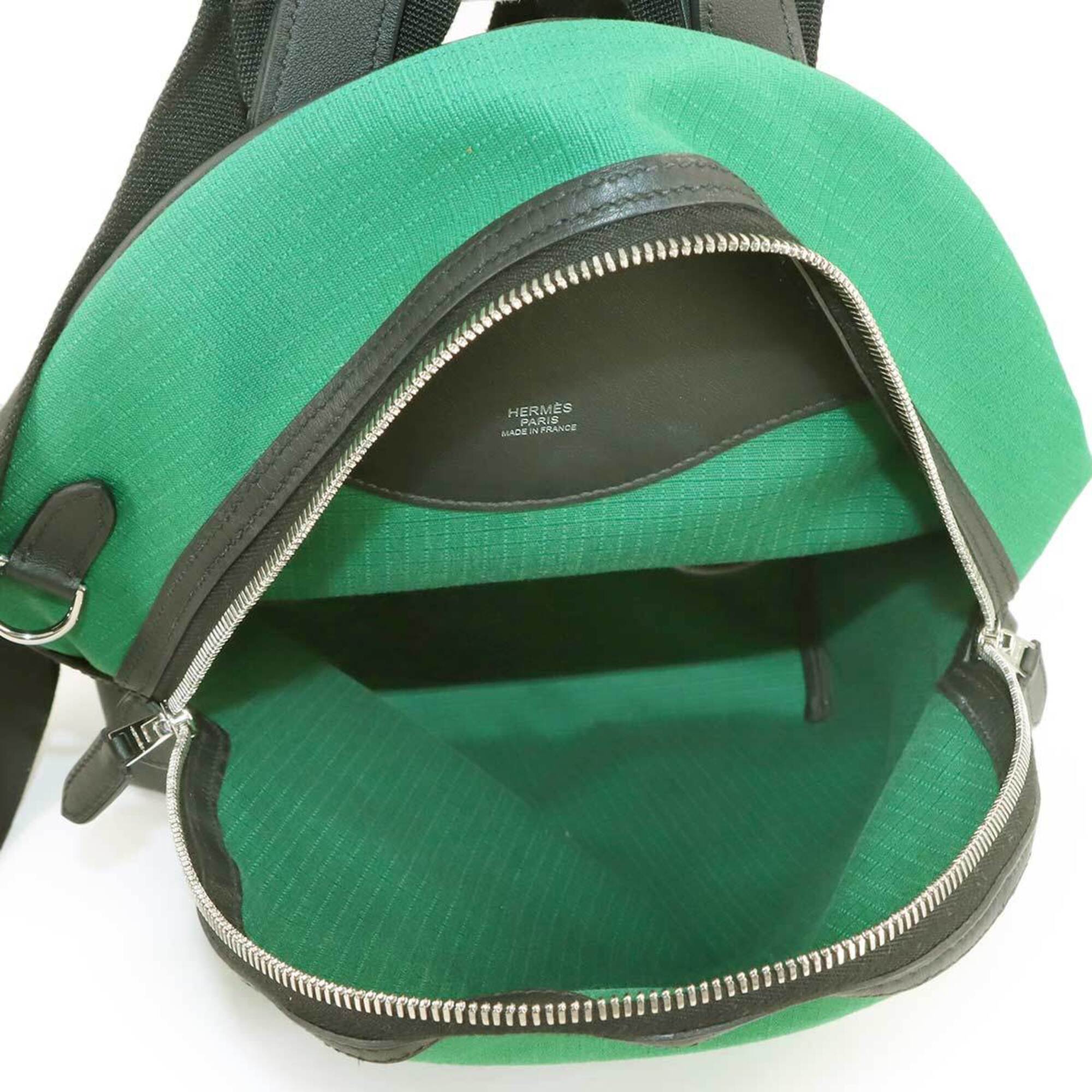 Hermes Black Green Swift Leather Backpack (Pre-Owned)