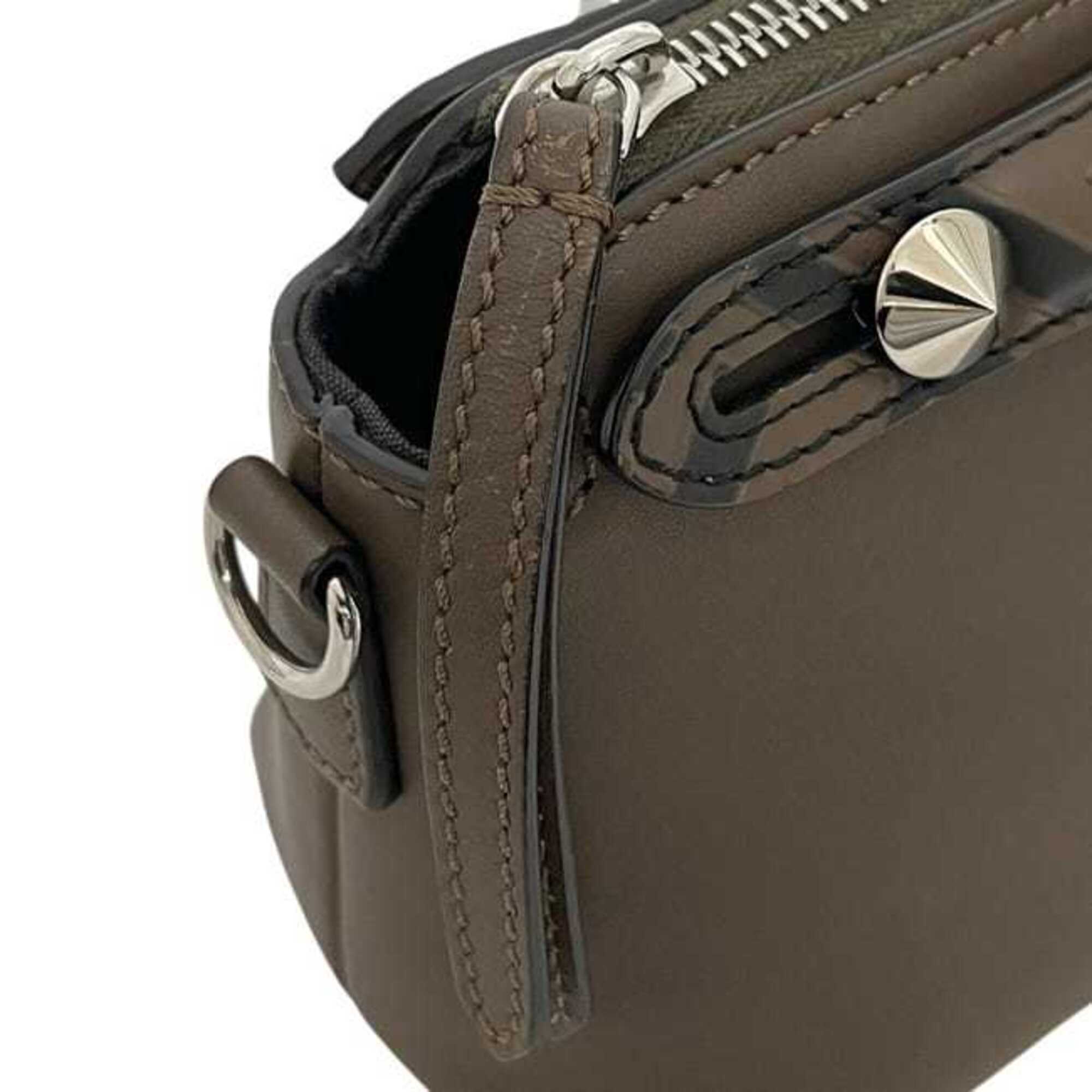 Fendi Beige Brown Leather Shoulder Bag (Pre-Owned)