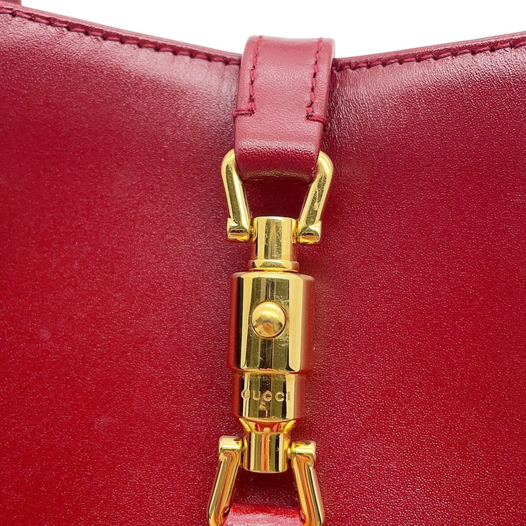 Gucci Red Color Leather Shoulder Bag (Pre-Owned)
