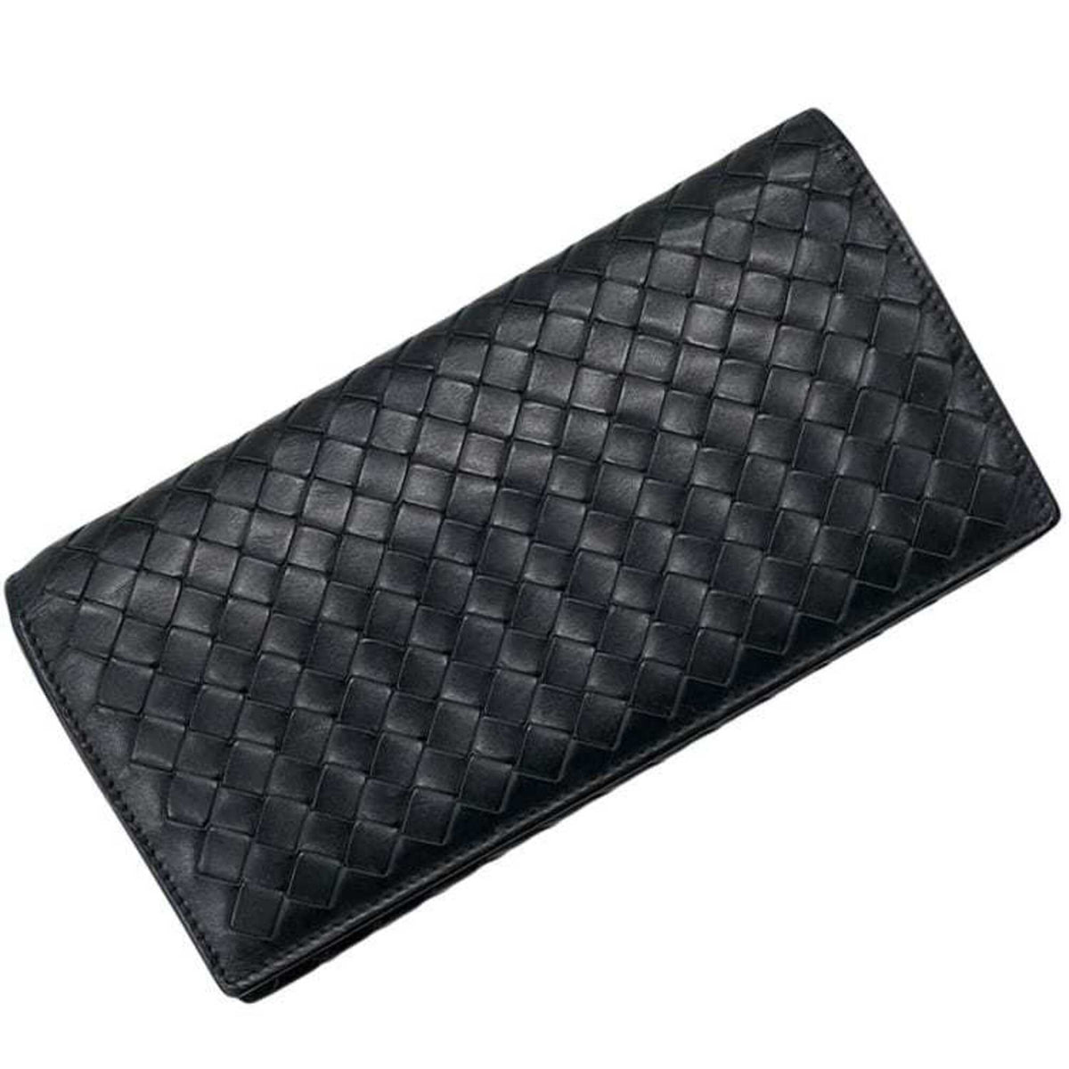 Bottega Veneta Black Intrecciato Long Wallet (Bi-Fold) (Pre-Owned)