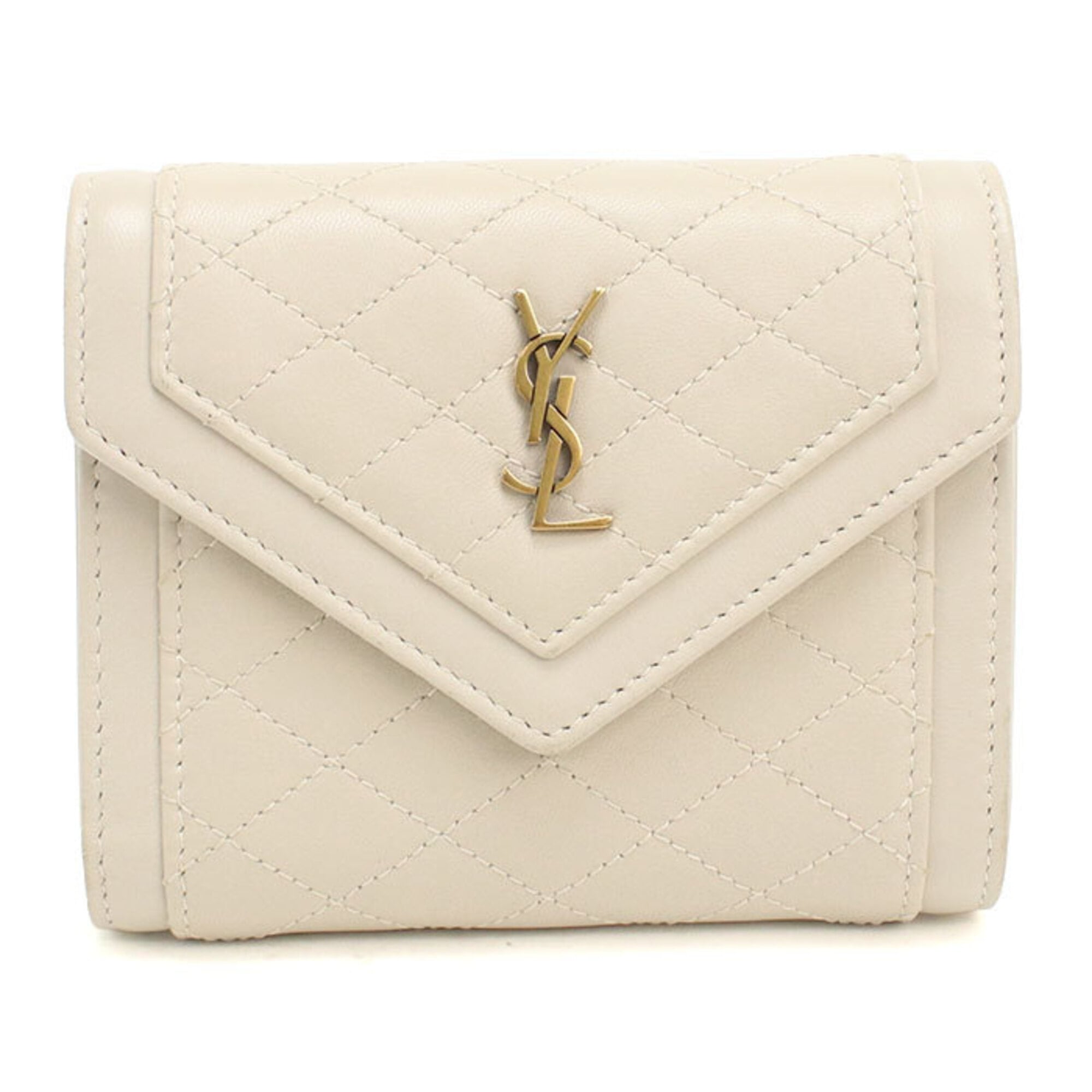 Saint Laurent Ivory Leather Wallet (Tri-Fold) (Pre-Owned)