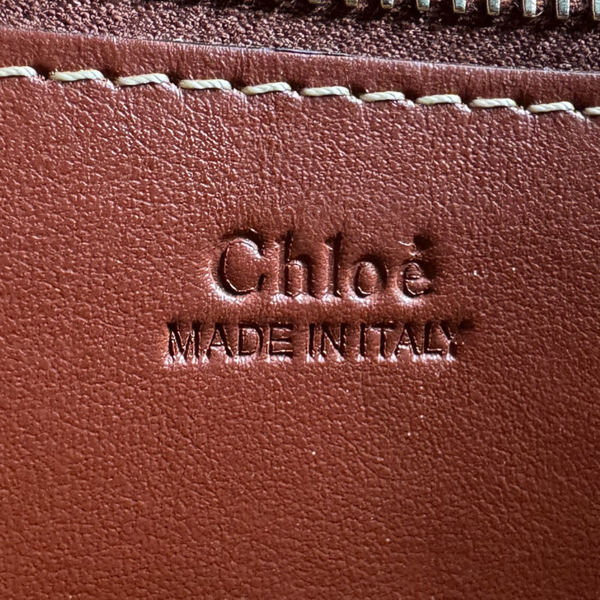 Chloé Brown Ivory Leather Fur Handbag Shoulder Bag (Pre-Owned)