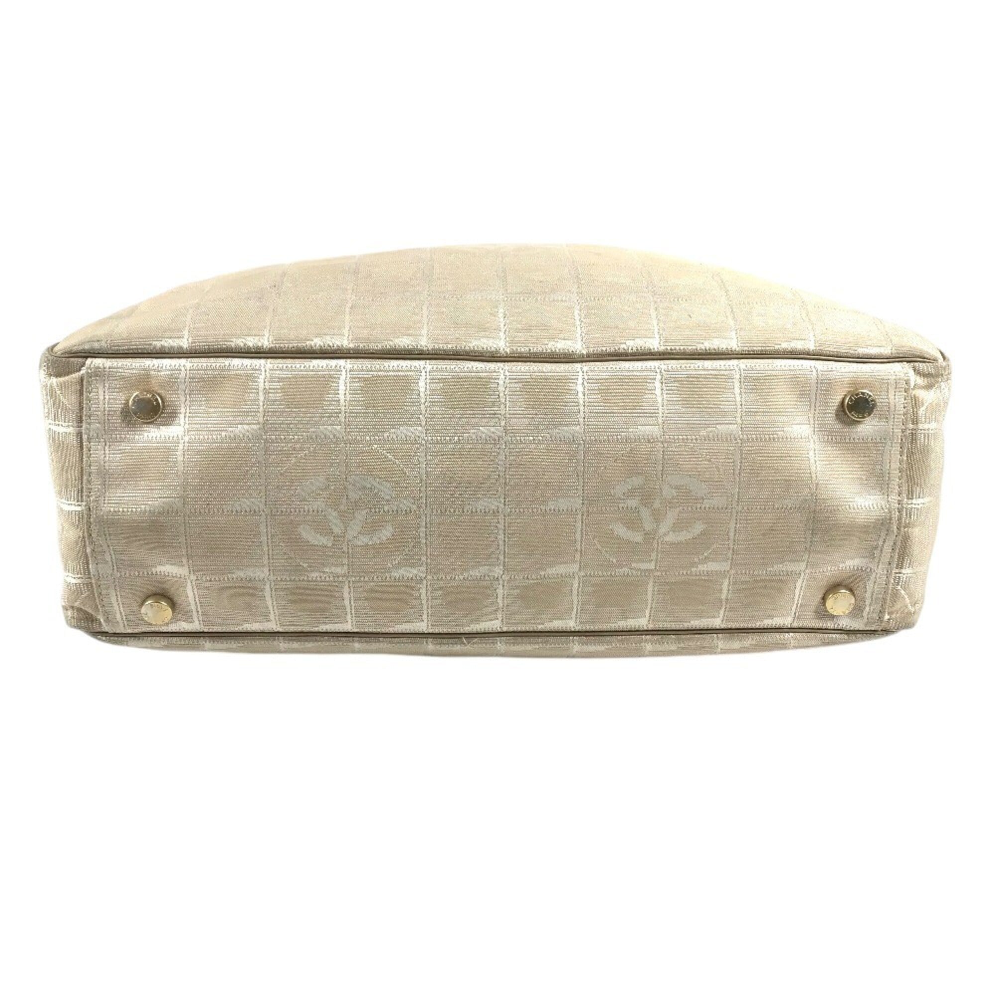 Chanel New Travel Line Beige Nylon Leather Tote Bag (Pre-Owned)