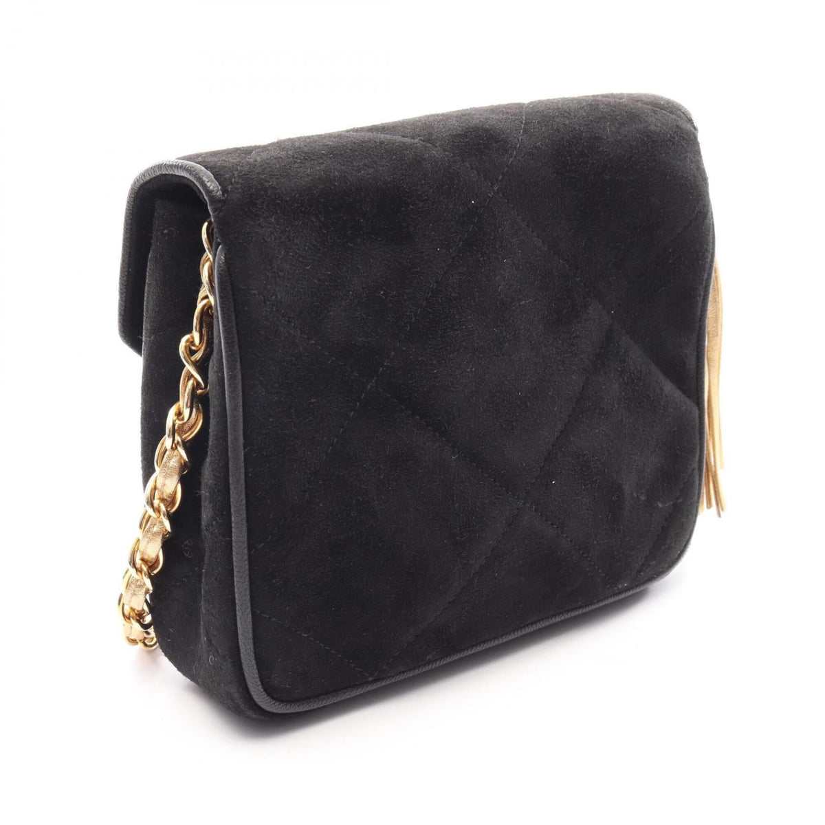 Chanel Black Suede Handbag Shoulder Bag (Pre-Owned)