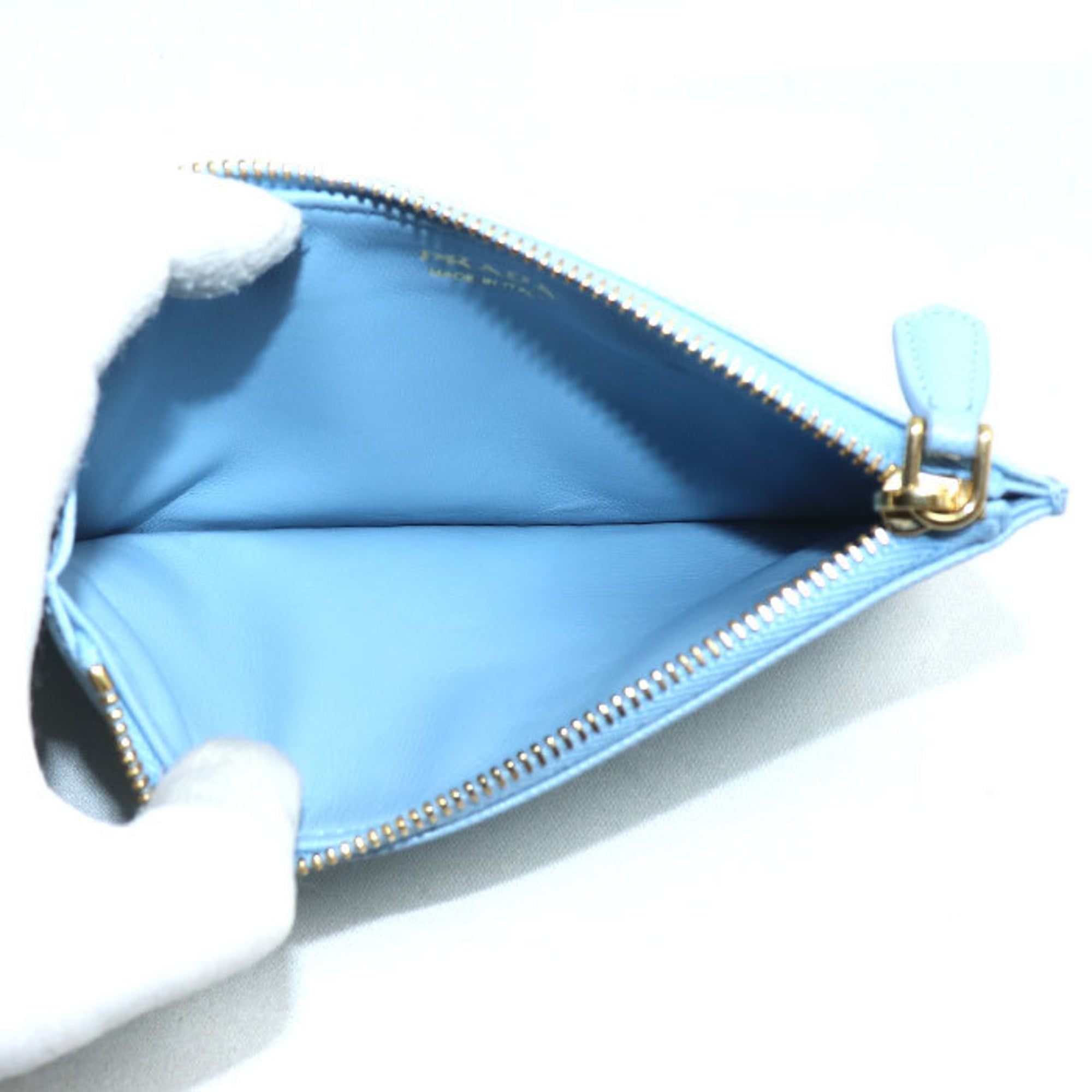 Prada Light Blue Leather Coin Purse/Coin Case (Pre-Owned)