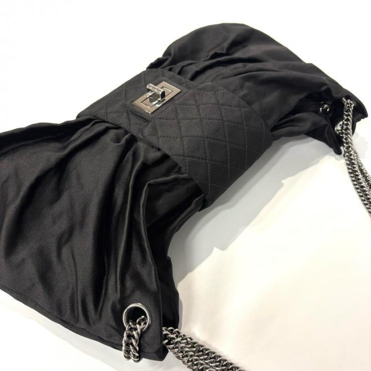 Chanel Black Satin Handbag (Pre-Owned)