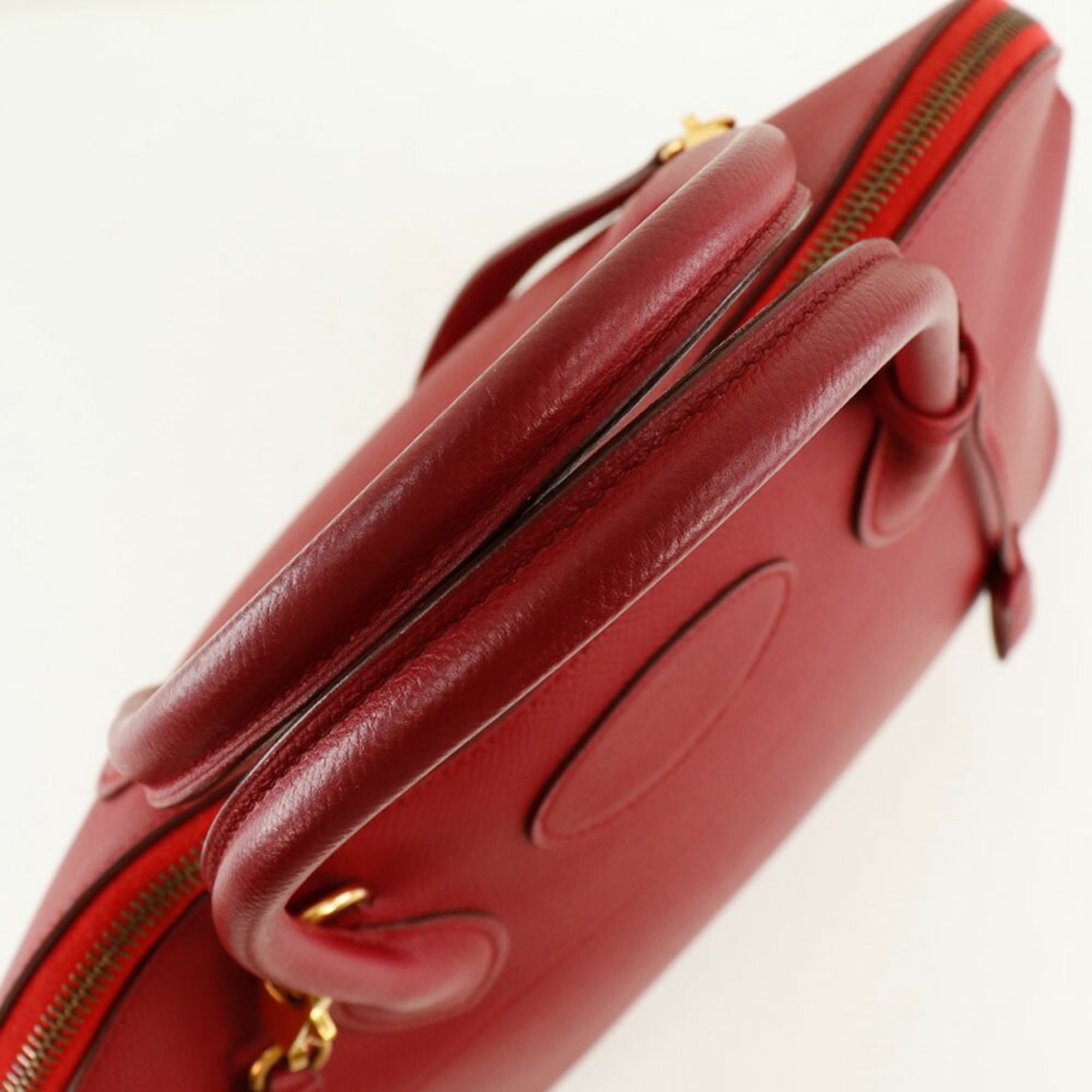 Hermes Bolide Red Color Courchevel Leather Handbag (Pre-Owned)
