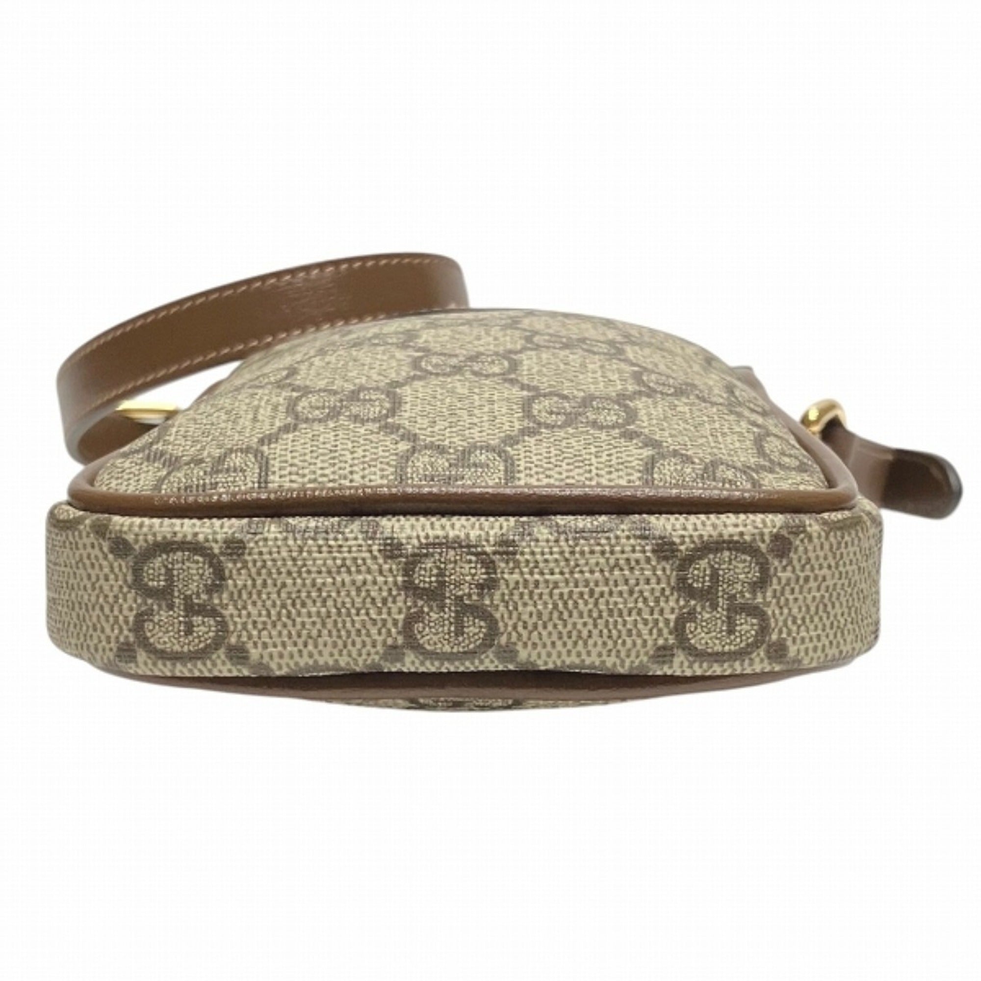 Gucci Beige Brown Gg Supreme Leather Shoulder Bag (Pre-Owned)