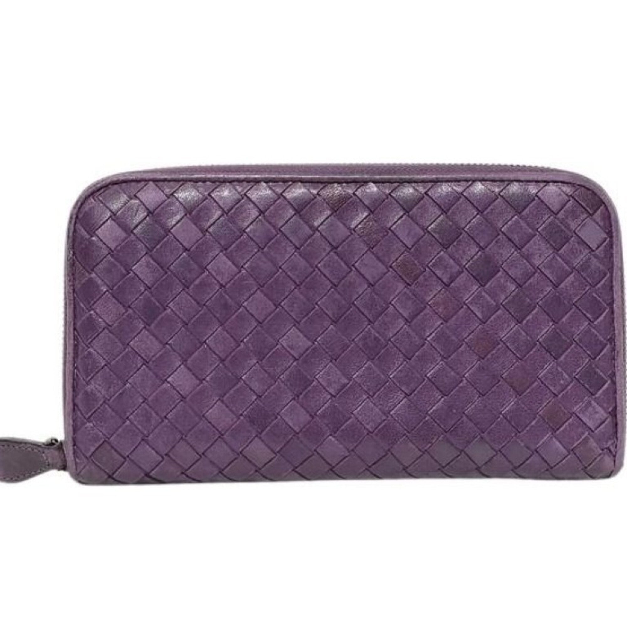 Bottega Veneta Intrecciato Purple Leather Long Wallet (Bi-Fold) (Pre-Owned)