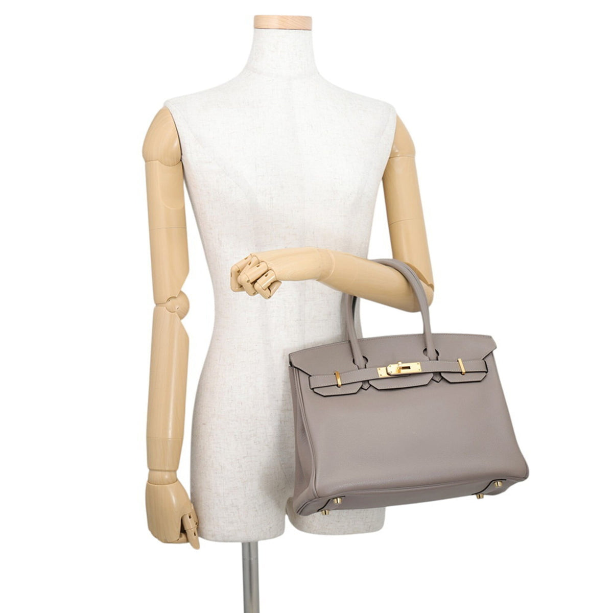 Hermes Gray Togo Leather Handbag (Pre-Owned)