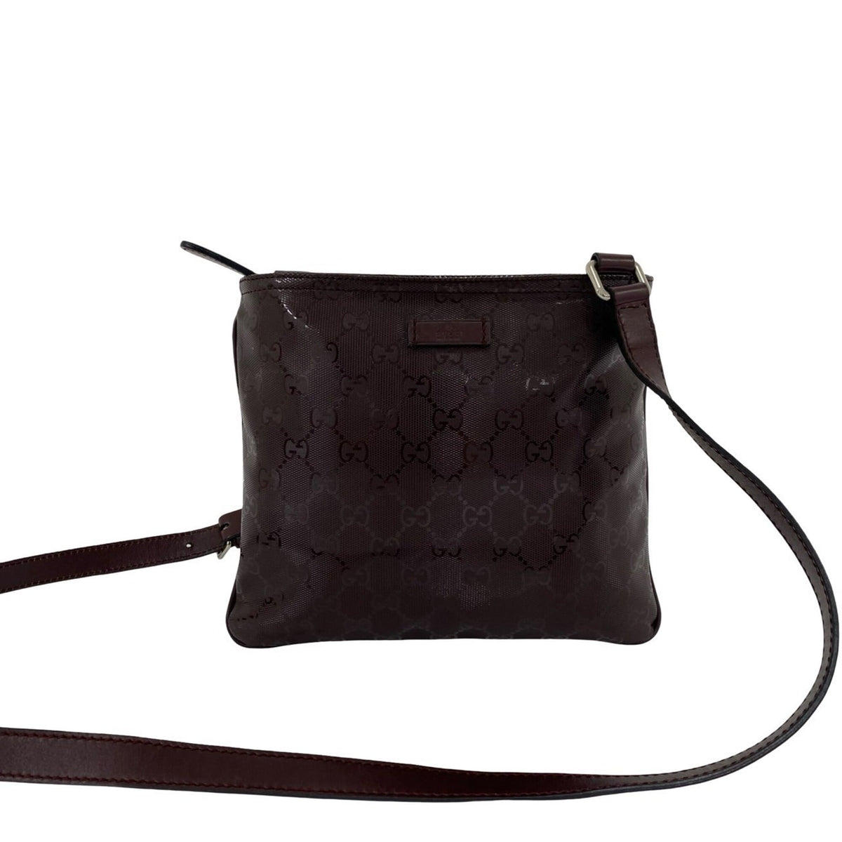 Gucci Red Color Wine Leather Pvc Pochette Shoulder Bag (Pre-Owned)
