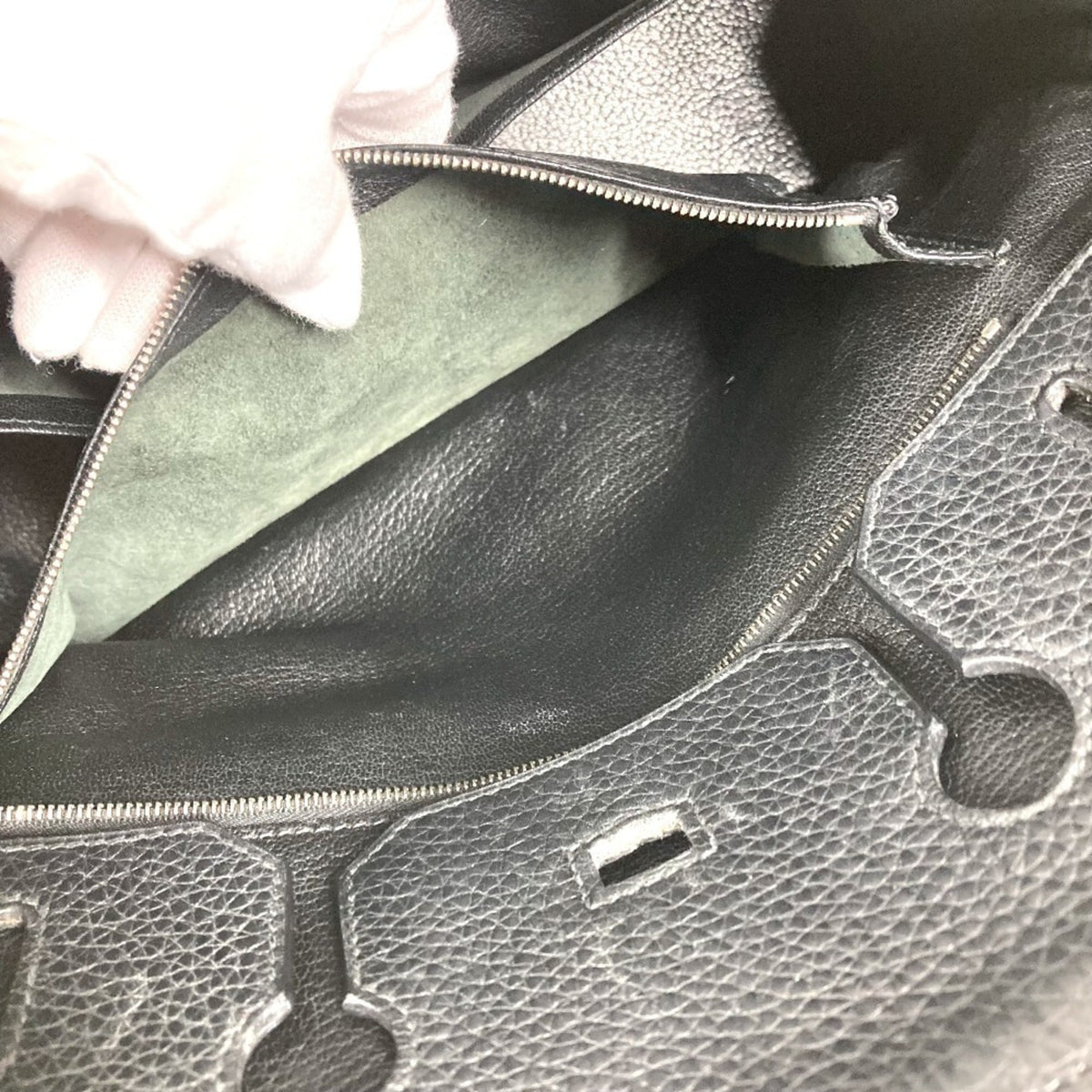 Hermes Black Leather Handbag Tote Bag (Pre-Owned)